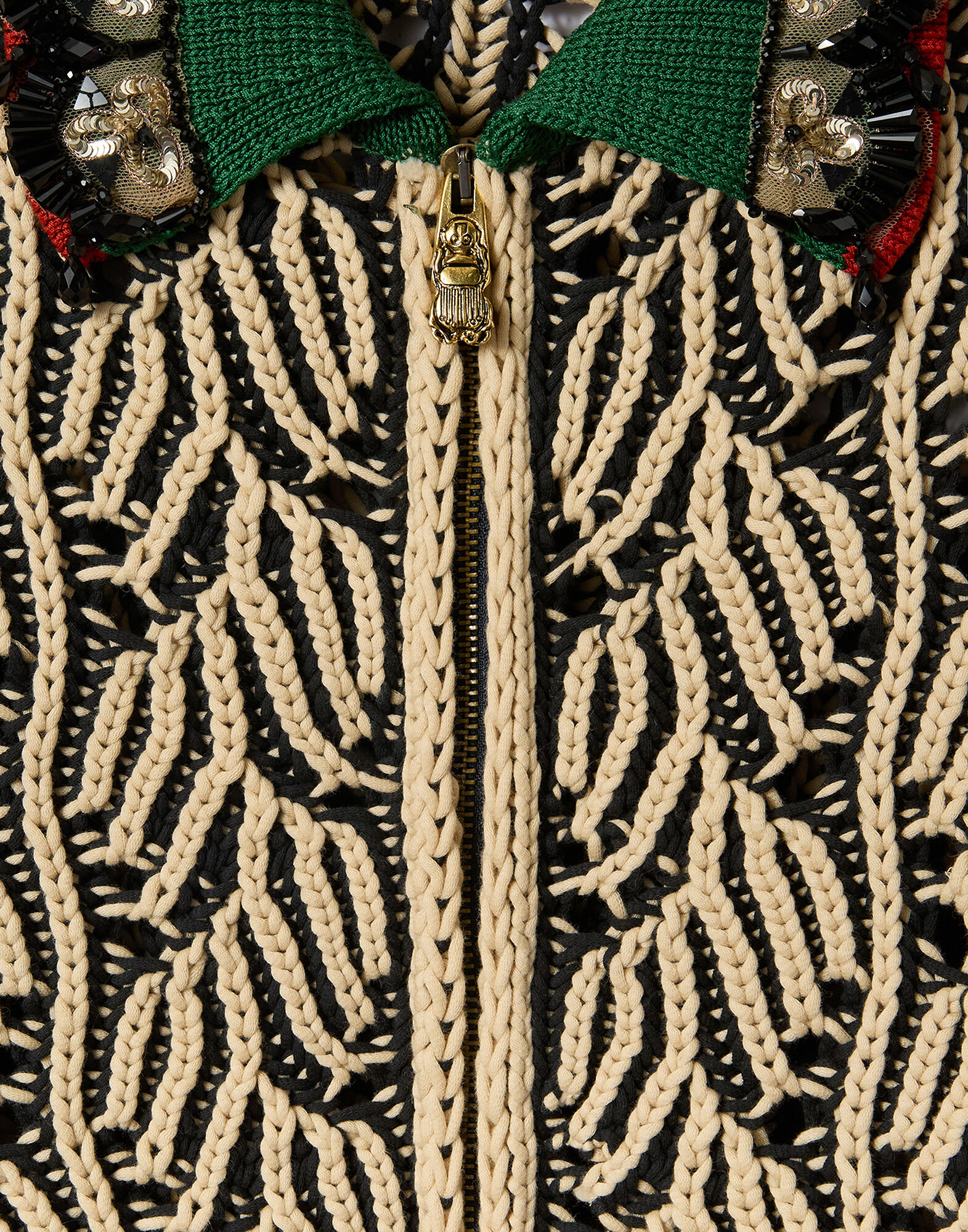 La DoubleJ Picture Cardigan Bicolor Black & Beige PUL0370KNI198VA469BR01