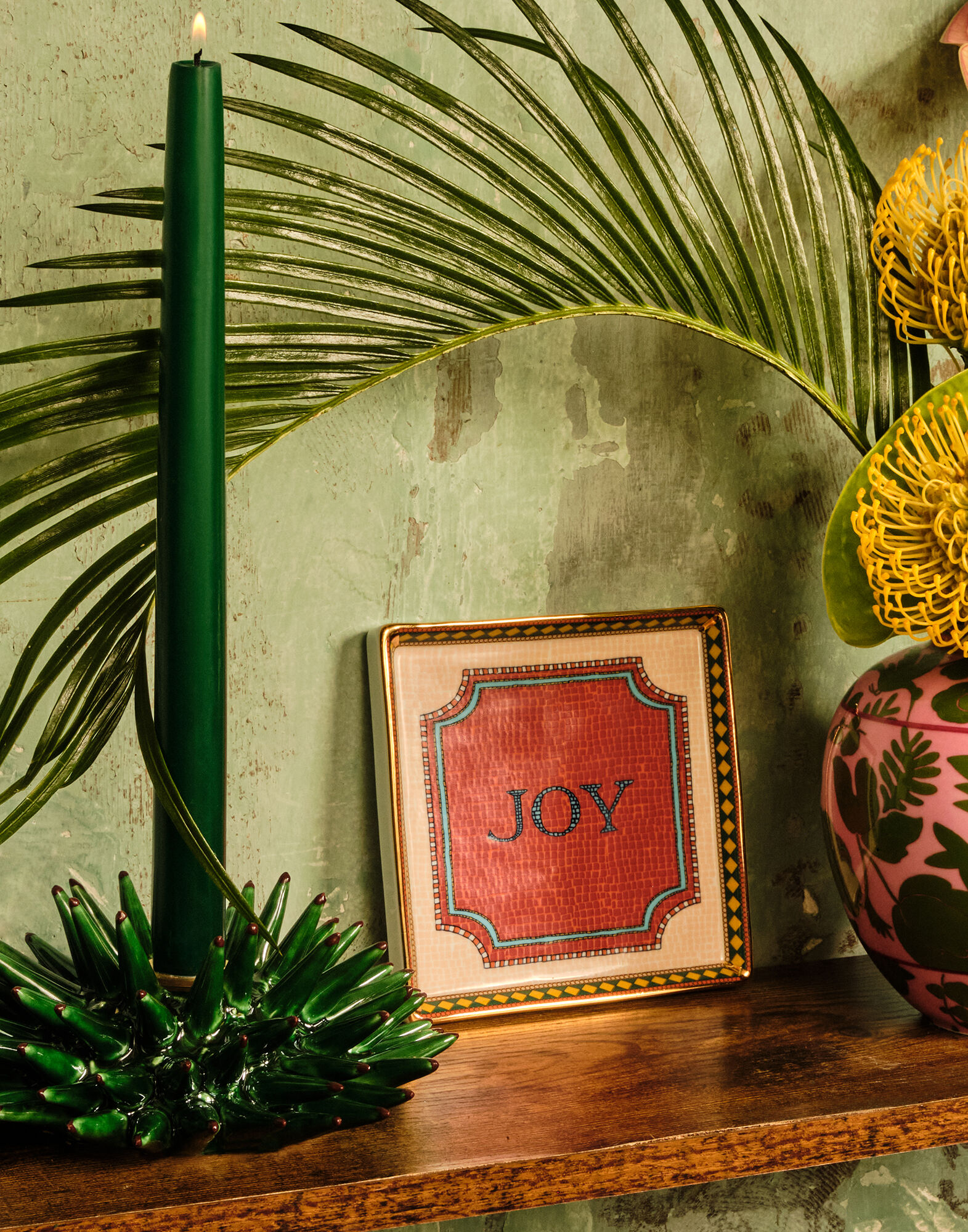 La DoubleJ Spine Candle Holder Solid Forest Green OTC0008CER004SOLIDGR15