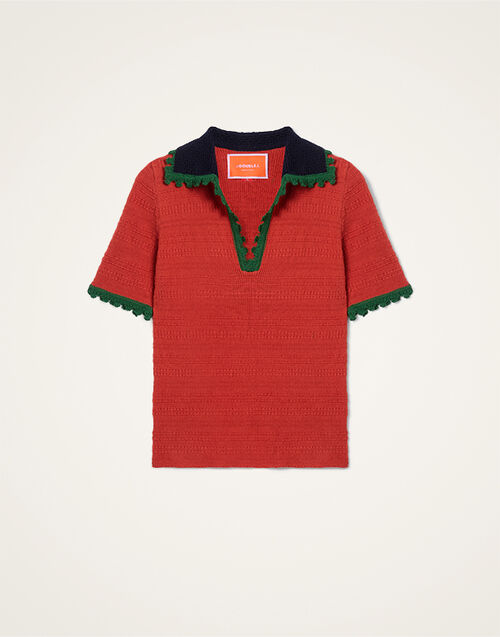 La DoubleJ Picket Polo Top Solid Terra PUL0273KNI154SOLIDBR08