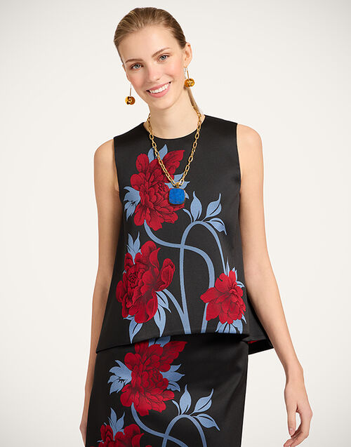 La DoubleJ La Scala Top Peonies Blue TOP0016JCQ135PEO08BU03