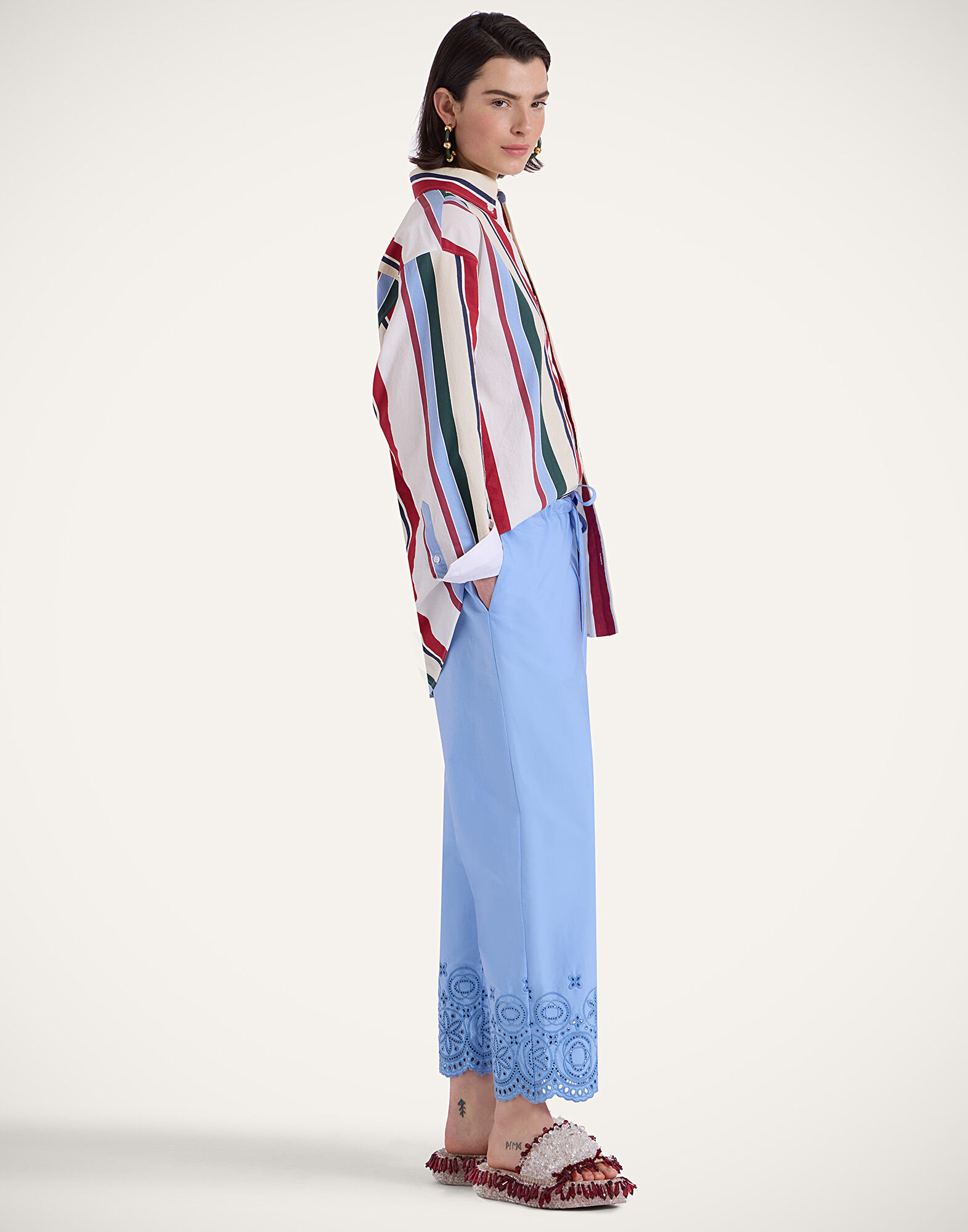 La DoubleJ Drawstring Pants Eclipse Light Blue TRO0162SAN005ECL03BU01