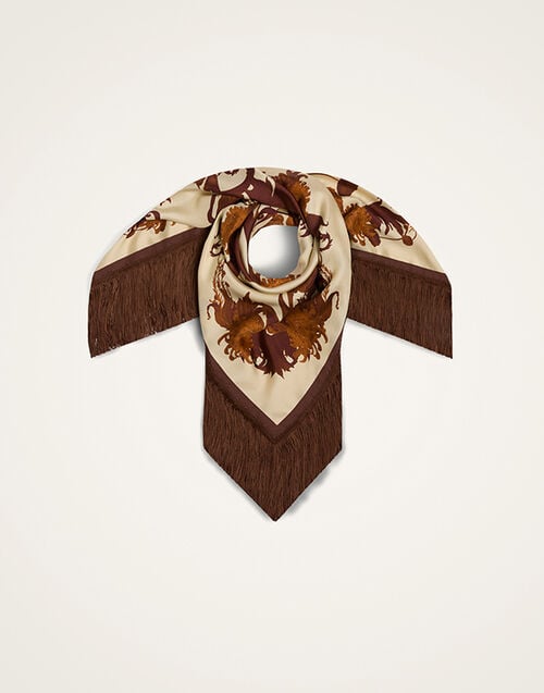 La DoubleJ Reversible Fringe Foulard 90 Coven Plac&eacute;e Buttercream SCA0073SIL006COV05WH09