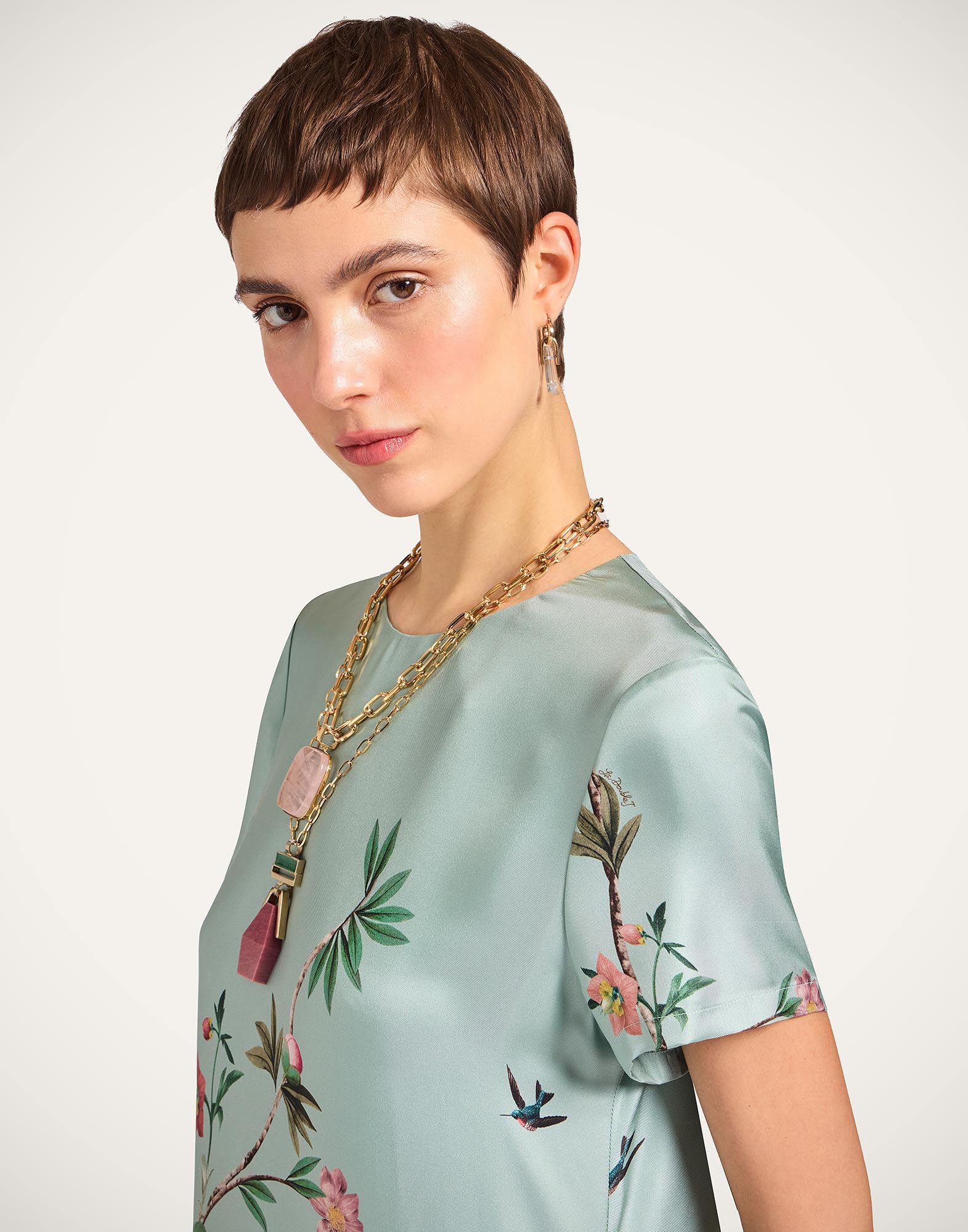 La DoubleJ Swing Dress Zooflora Plac&eacute;e Light Blue DRE0316SIL001ZOF04BU01