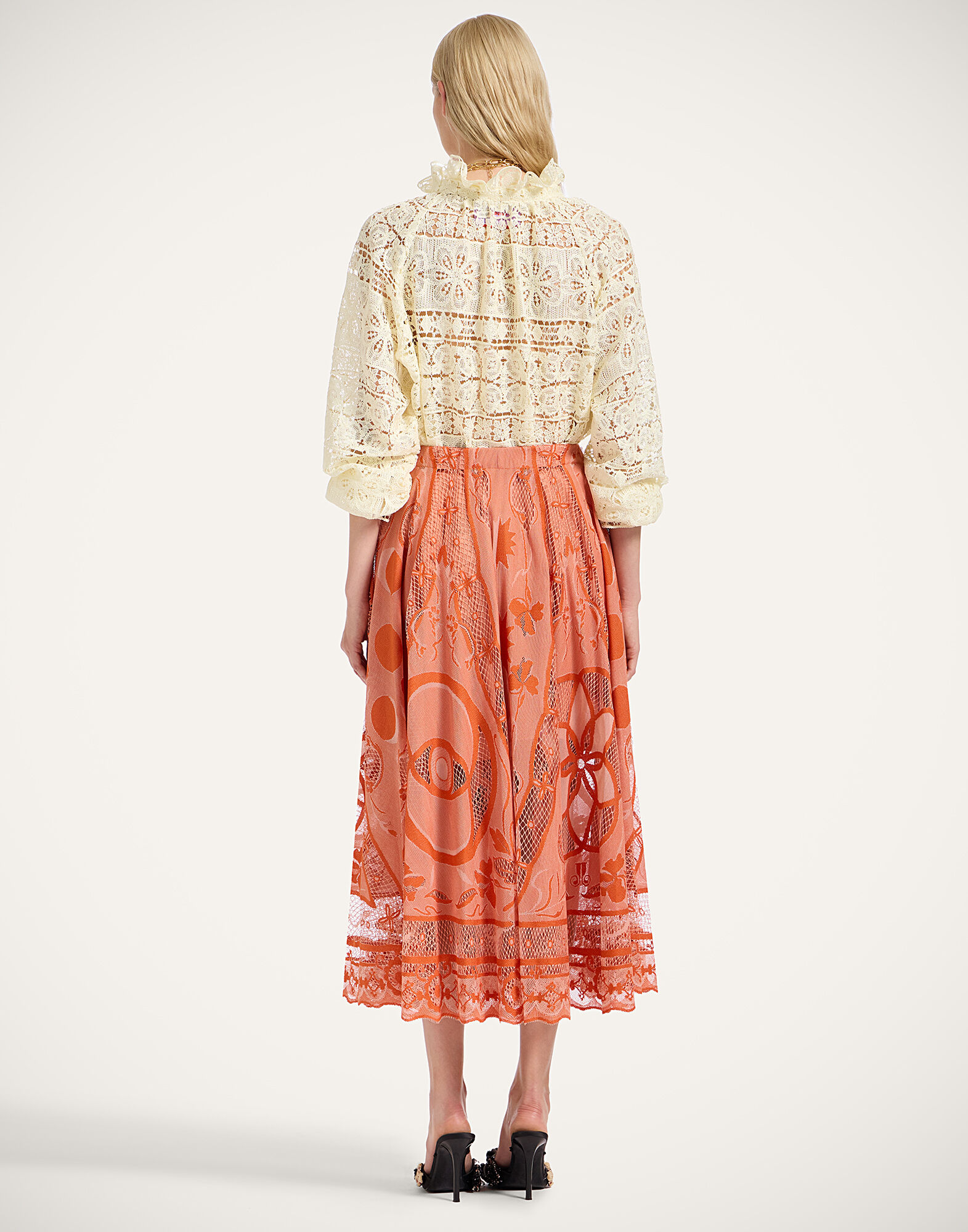 La DoubleJ Dutchess Skirt Starlight Dark Orange SKI0146EMB082STL02OR03