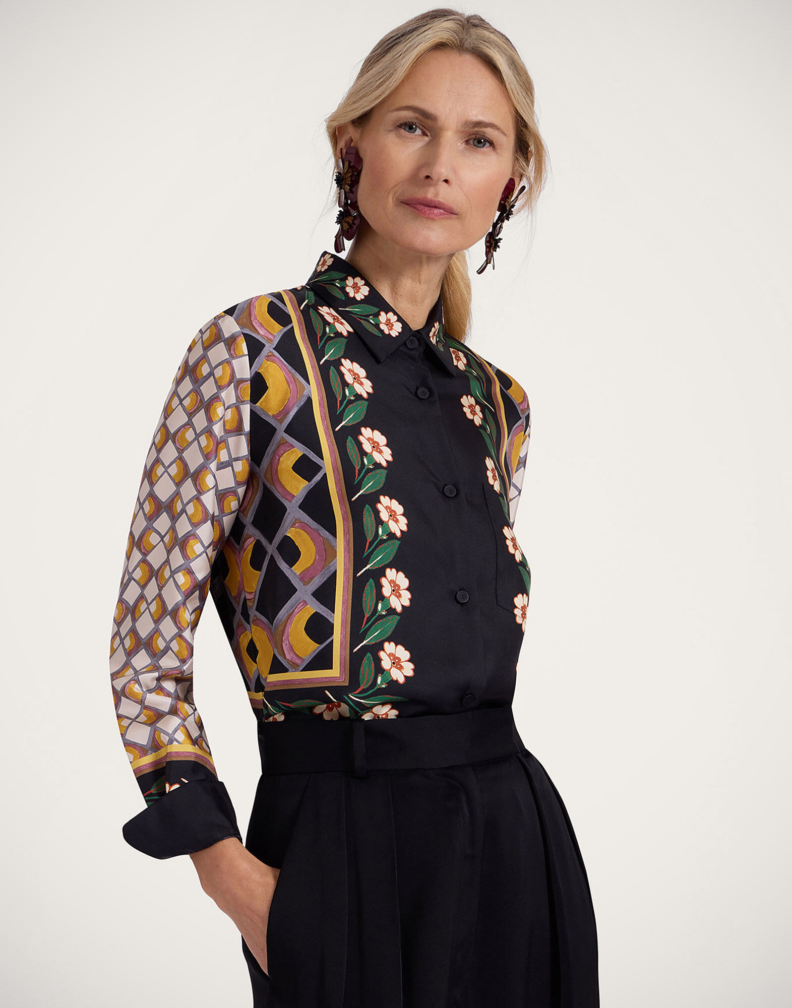 La DoubleJ Boy Shirt Dazed Plac&eacute;e Black SHI0040SIL001DAZ01BL01