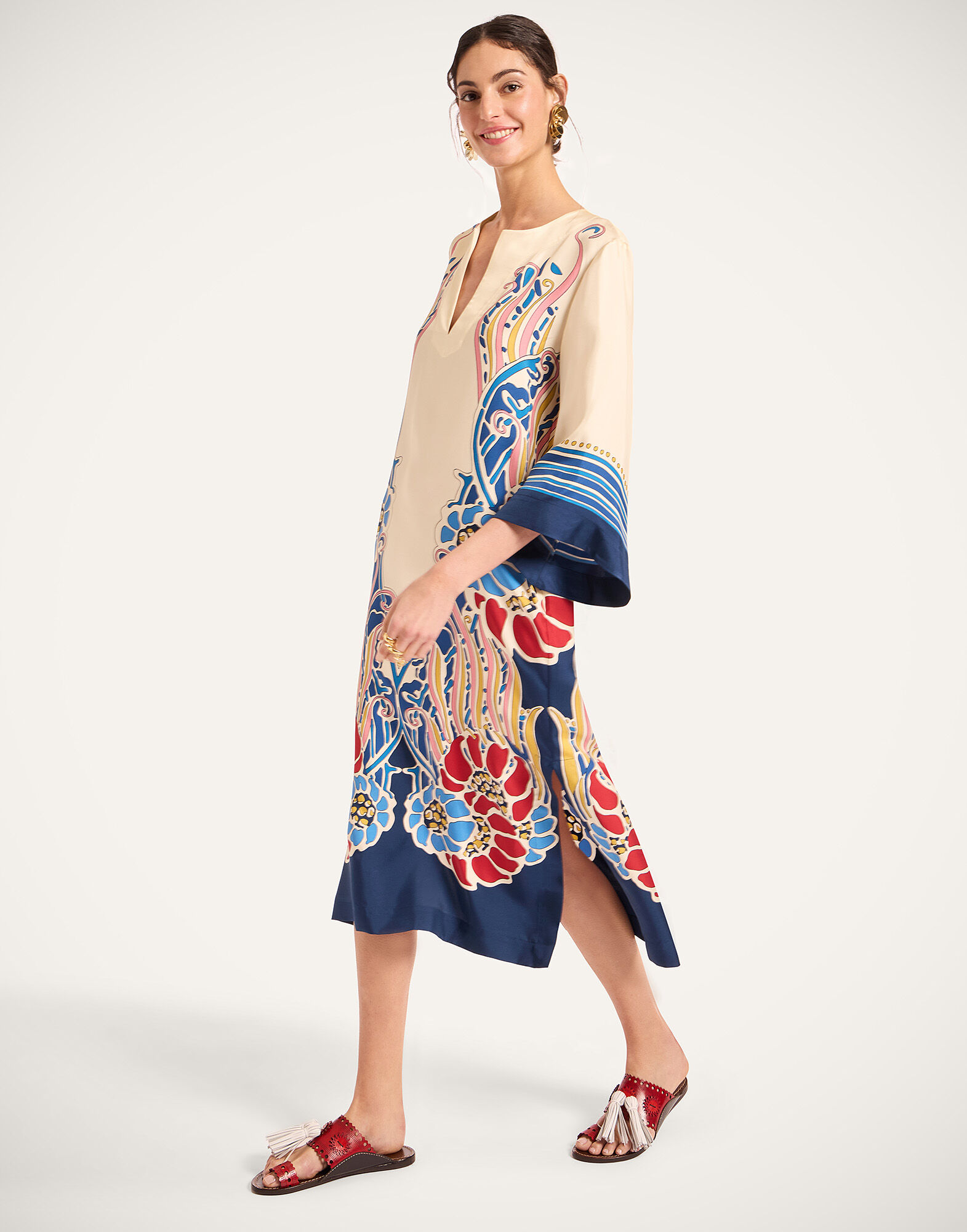 La DoubleJ The Kaftan Lemuria Plac&eacute;e Blue DRE0564SIL006LEM02BU03