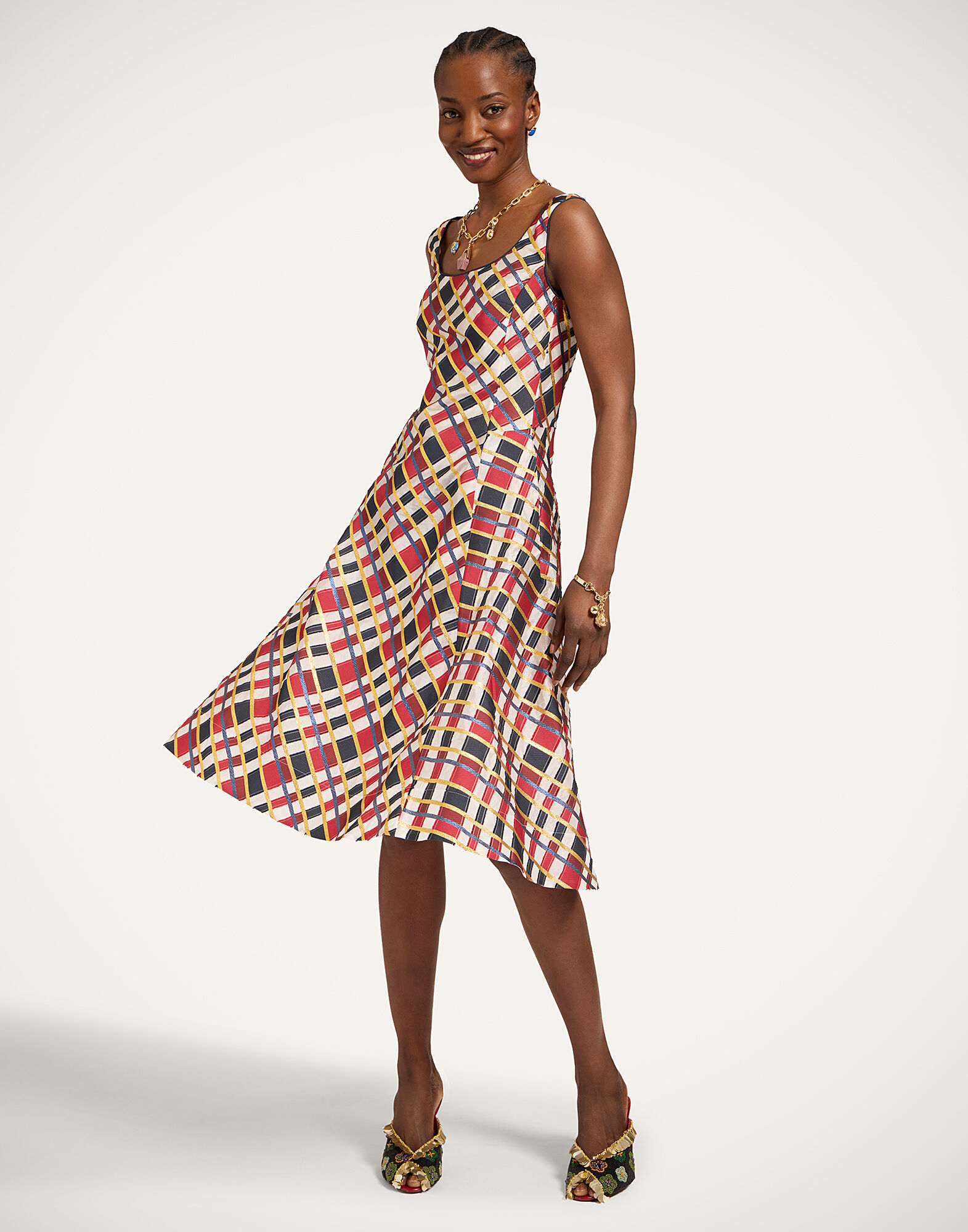 La DoubleJ Sophia Dress Windowpane Red DRE1064JCQ136WIP01RE01