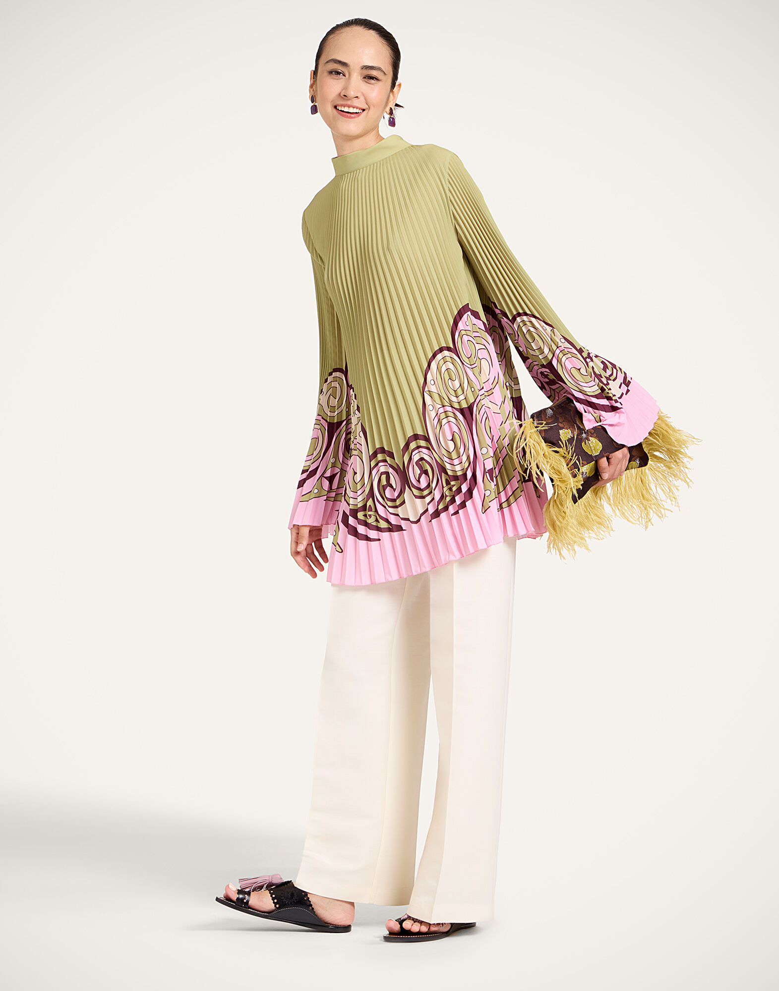 La DoubleJ Twirling Tunic Kells Swirl Plac&eacute;e Green DRE1115CHF007KLS01GR02