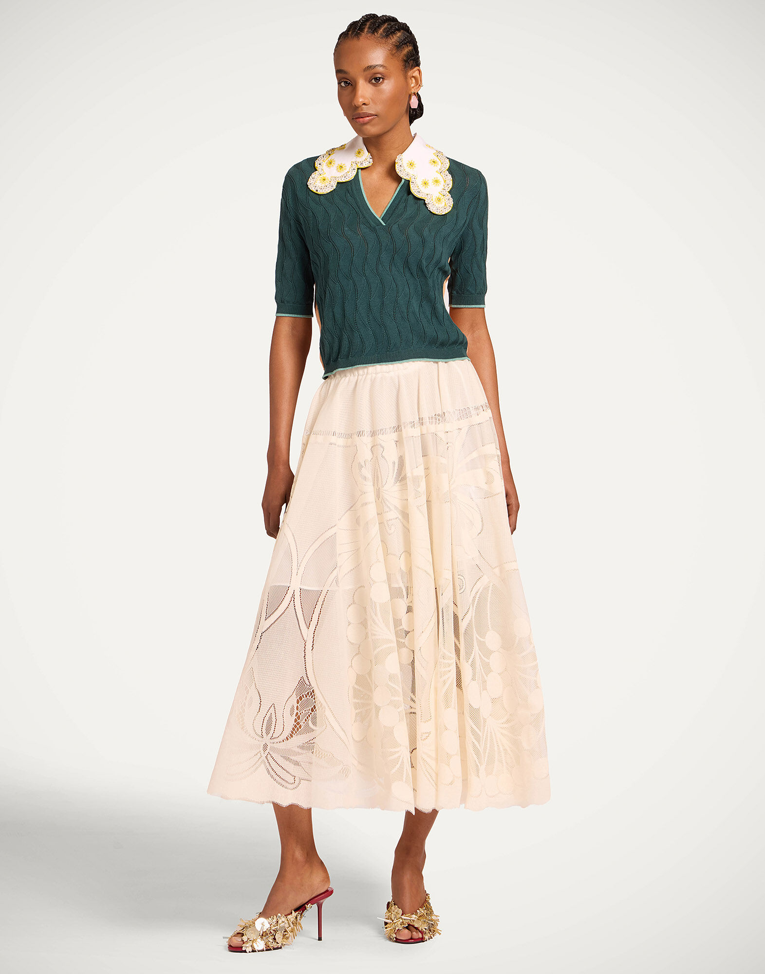 La DoubleJ Duchess Skirt Solid Ivory SKI0146LAC010SOLIDWH04