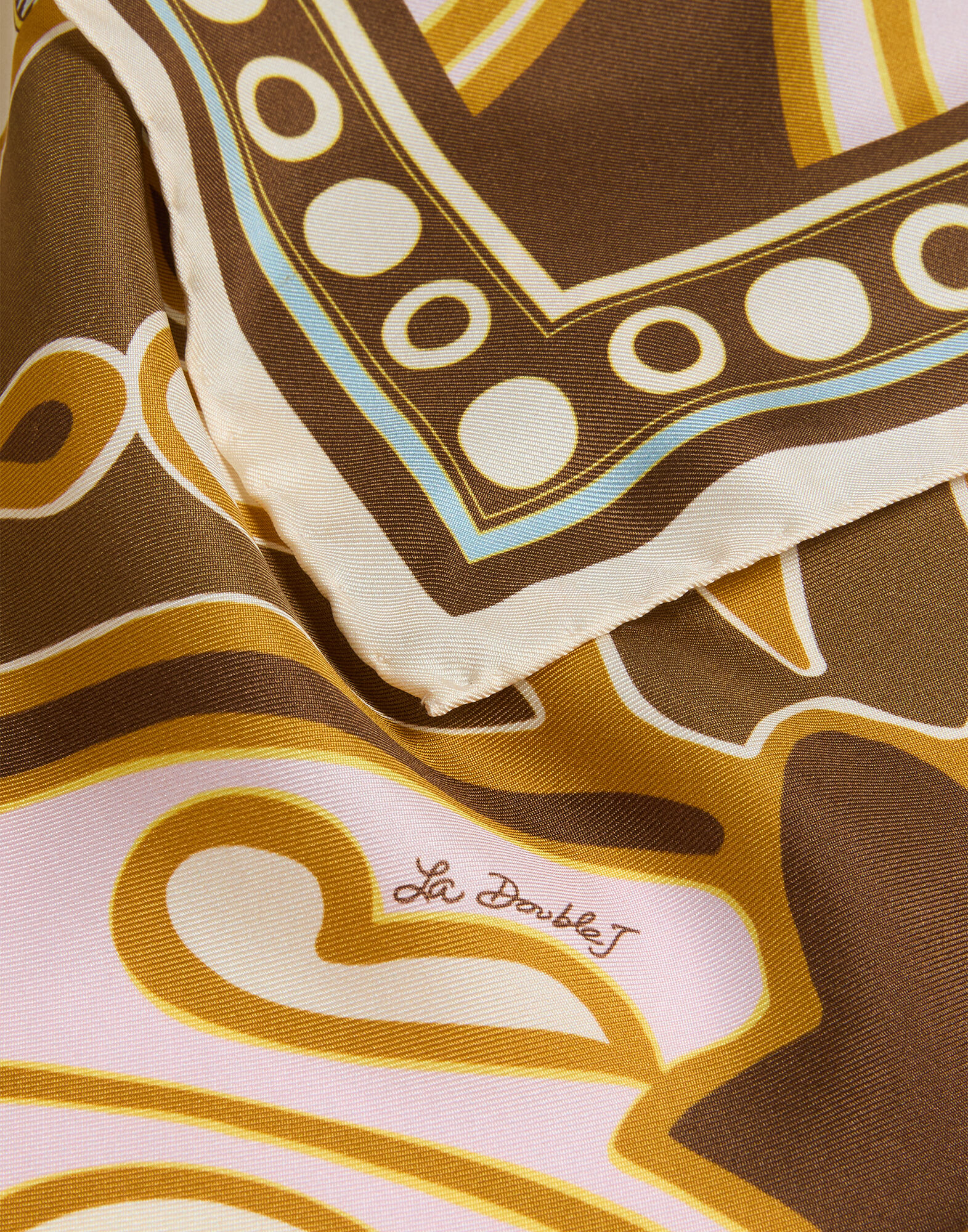 La DoubleJ Foulard 90 Cocoon Plac&eacute;e Brown SCA0067SIL006COC02BR02