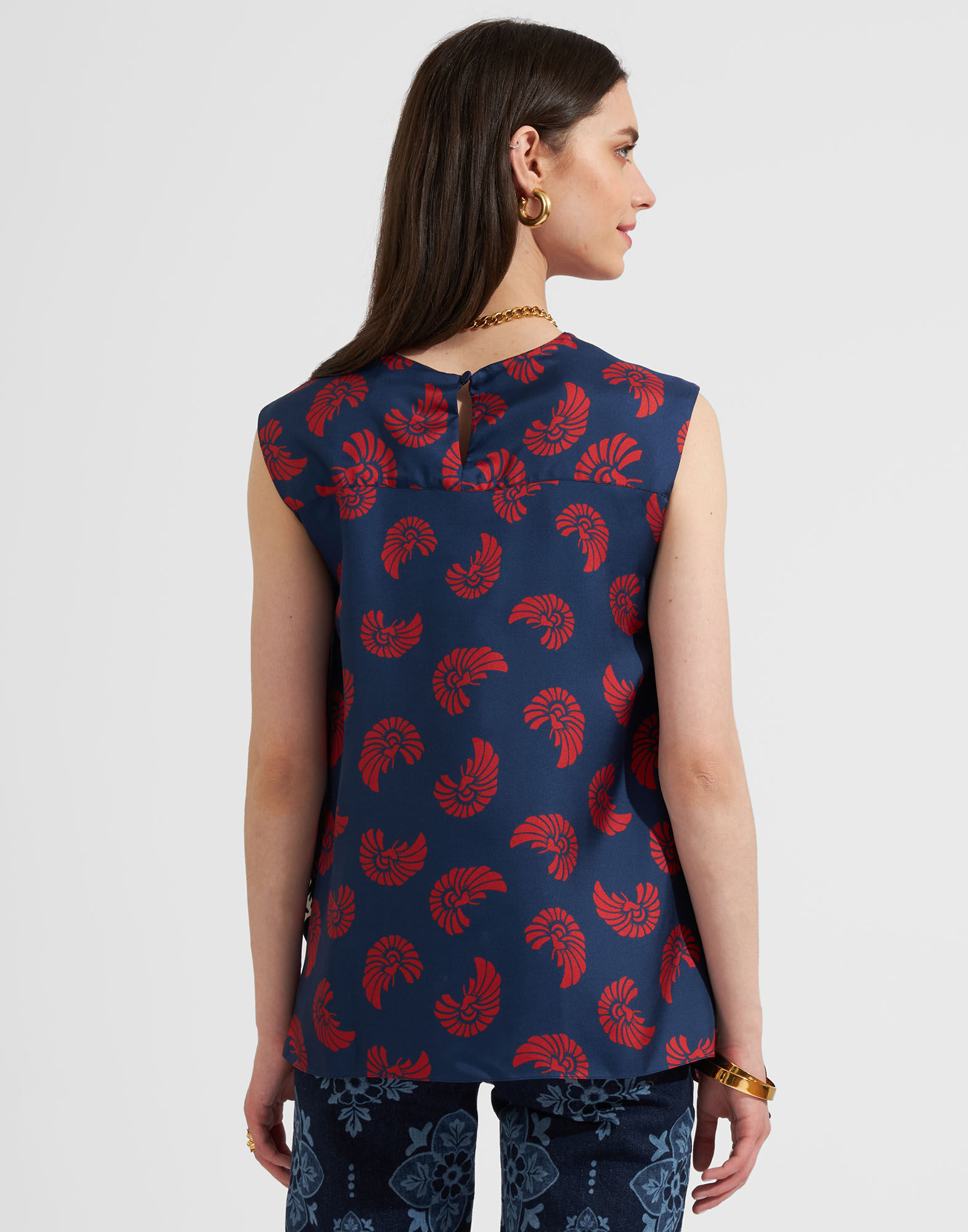 La DoubleJ San Carlo Top Palmetto Plac&eacute;e TOP0092SIL001PIG01BU06