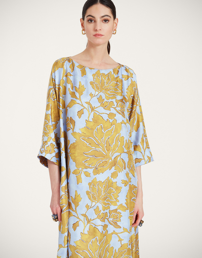 Muumuu Dress Round Neck in Tangle Light Blue for Women | La DoubleJ US Muumuu Dress Round Neck in Tangle Light Blue for Women | La DoubleJ US
