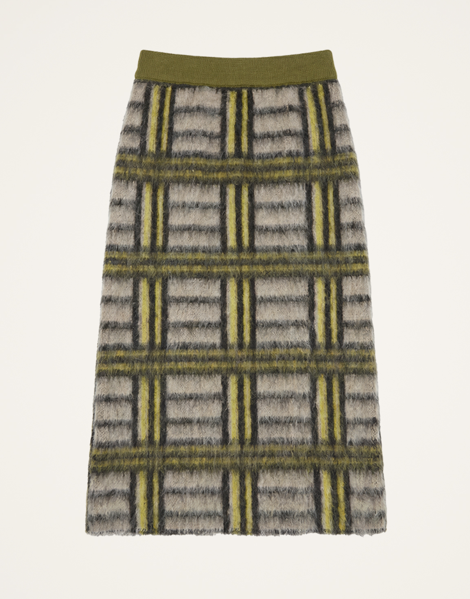 La DoubleJ All-In Skirt Kells Check Ecru, Light Green, and Black SKI0134KNI220VA519BR05