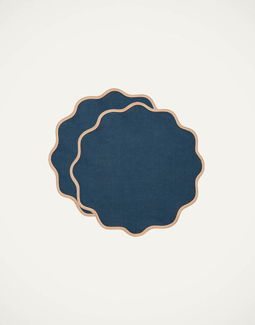 La DoubleJ Cloud Placemat Set Of 2 Rainbow Navy TBM0003LIN006RAI0031