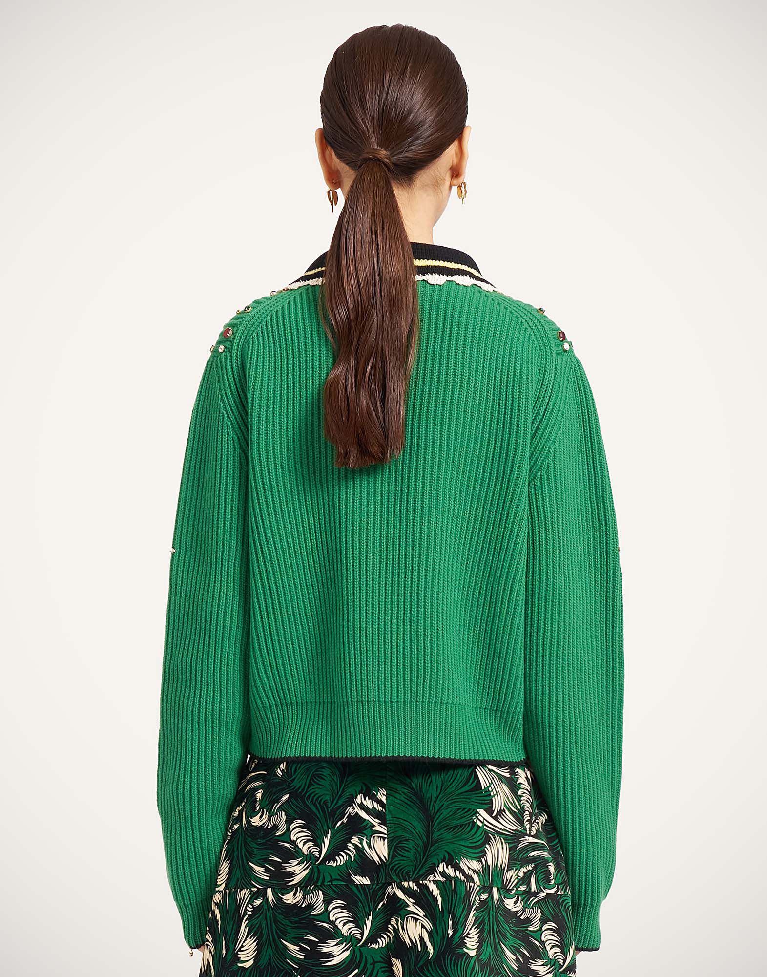 La DoubleJ Picket High Sweater Solid Green PUL0407KNI037SOLIDGR02