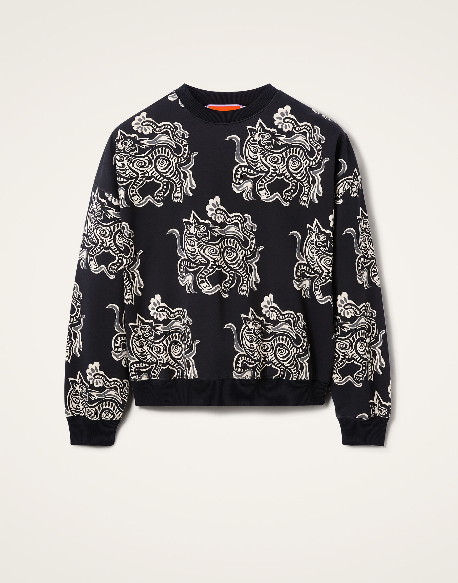 La DoubleJ Off Court Sweatshirt Crazy Tigers Black & White SWE0035JER054TIG01BL03