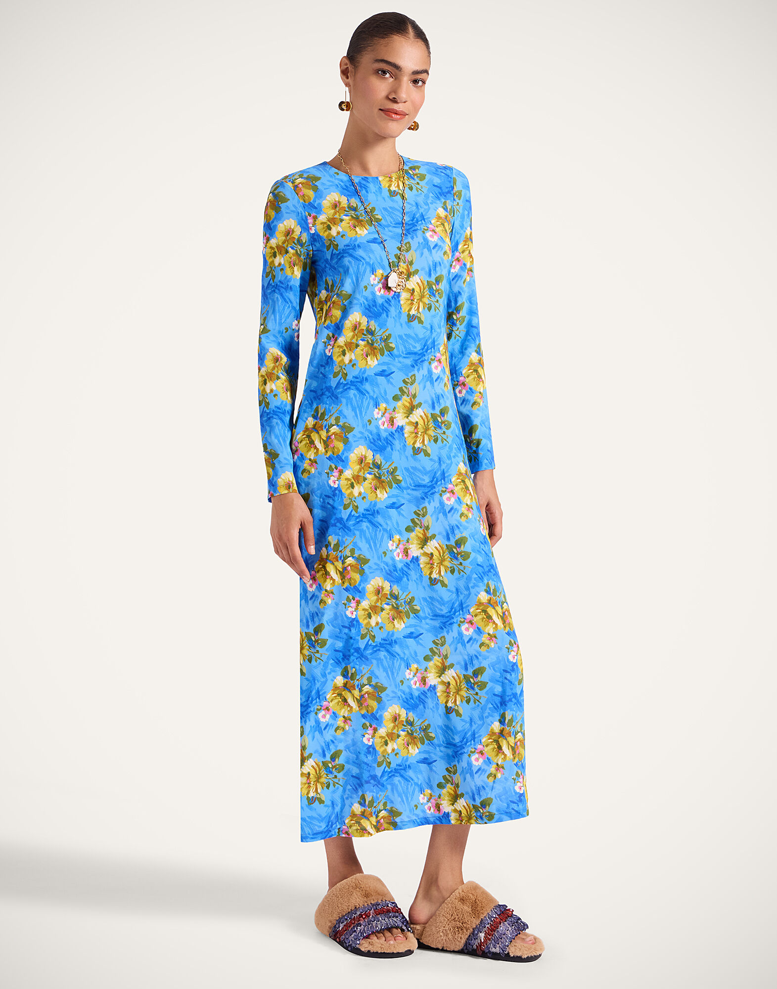 La DoubleJ Long Sleeve Swing Dress Riptide Light Blue DRE0184VIS001RIP01BU01