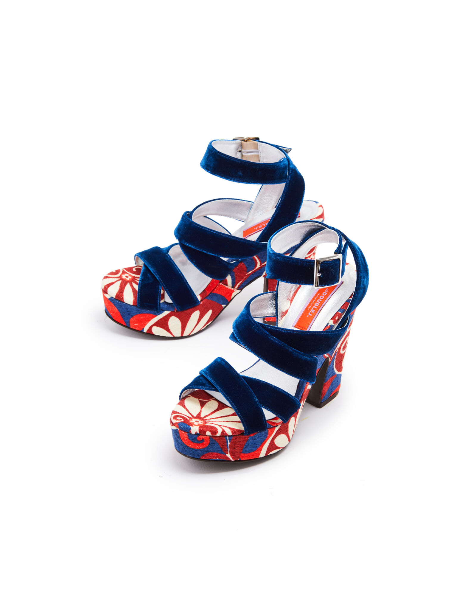La DoubleJ Medal Wedge Moonflower Navy SHO0079COT005MOO01BU06