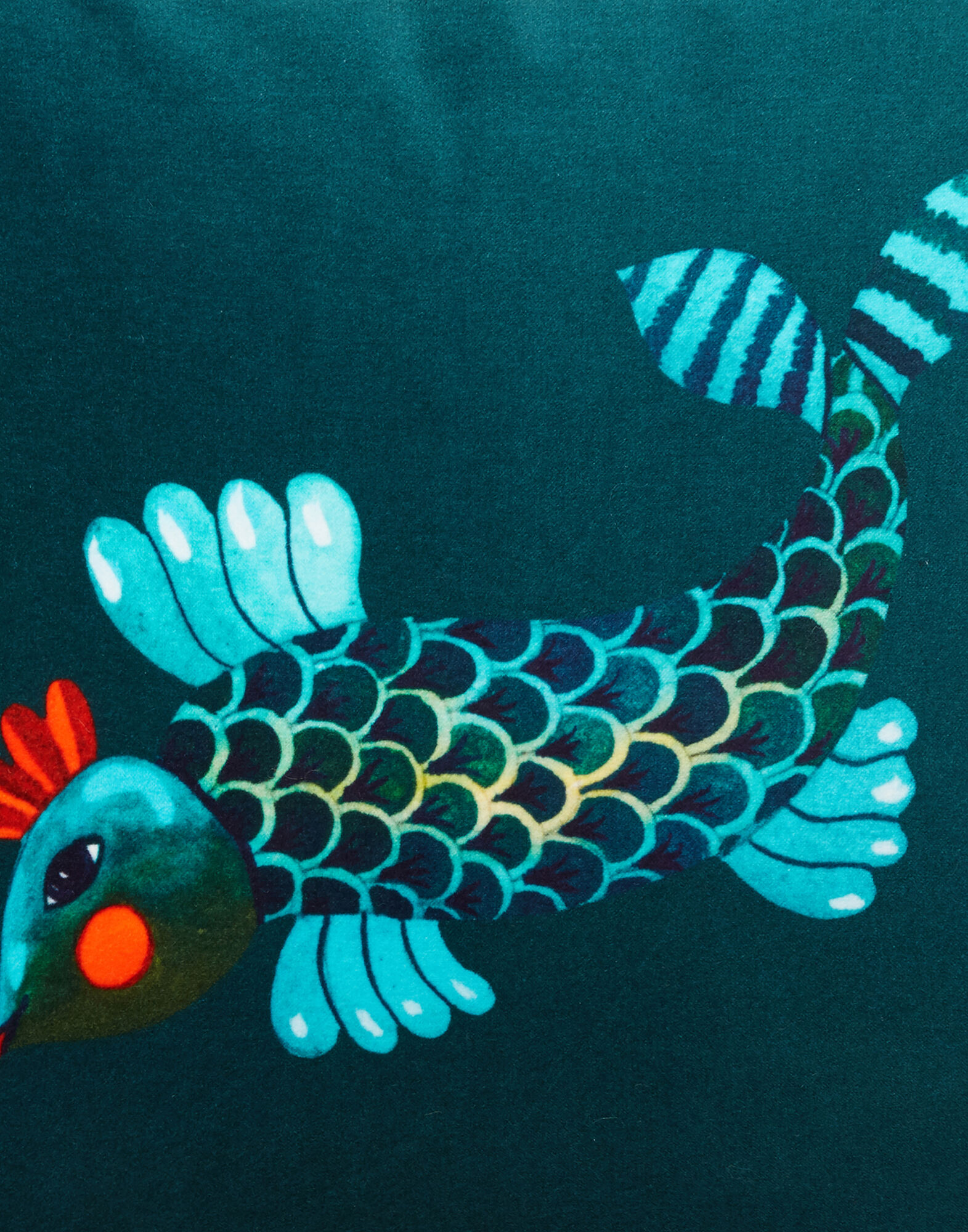 La DoubleJ Velvet Cushion (48X48) Fish Friend CUS0012VEL001HLE0016