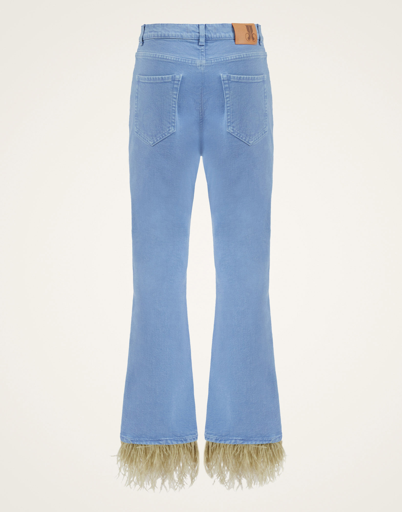 La DoubleJ Fancy Crop Jeans (With Feathers) Light Blue TRO0097DEN001SOLIDBU01