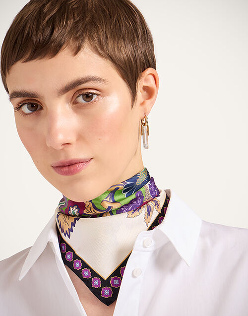 La DoubleJ Foulard 45 Cornucopia Placée Ivory SCA0065SIL006CRN03BR05