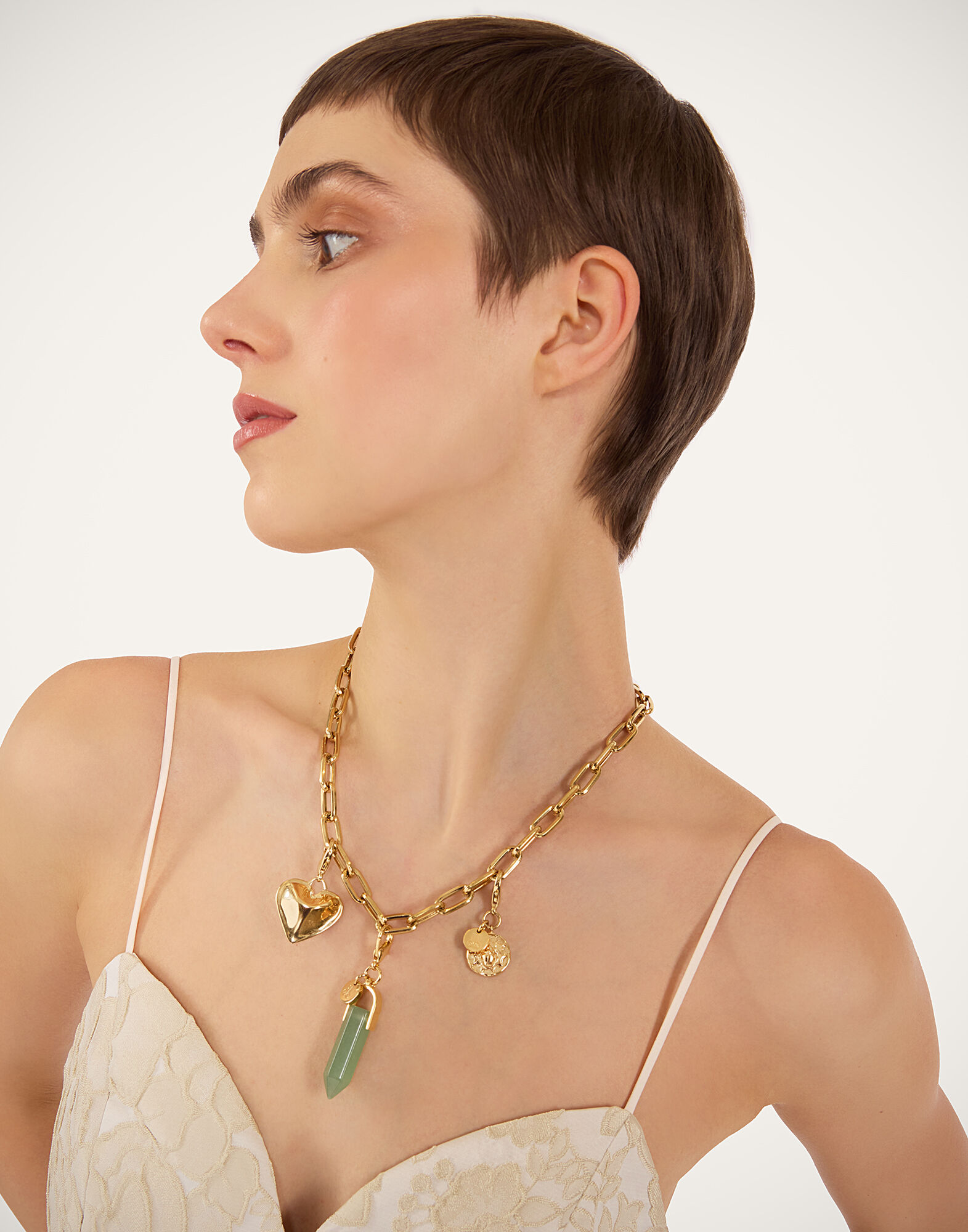 La DoubleJ Pillar Charm 24K Gold Plate & Aventurine CHM0017BRA003AGA02YE05