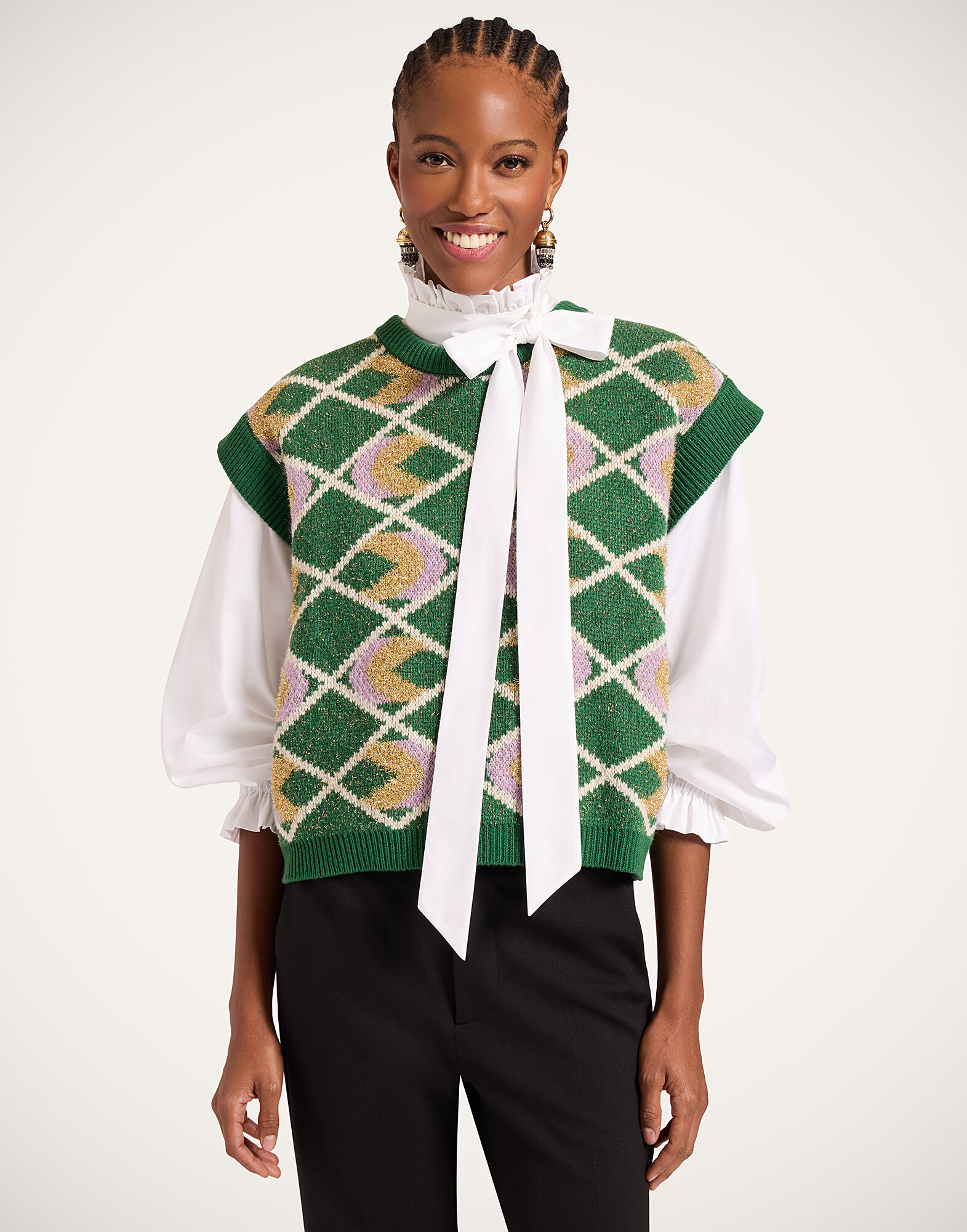 La DoubleJ Half-Light Gilet Multicolor Green PUL0223KNI132VA453GR02