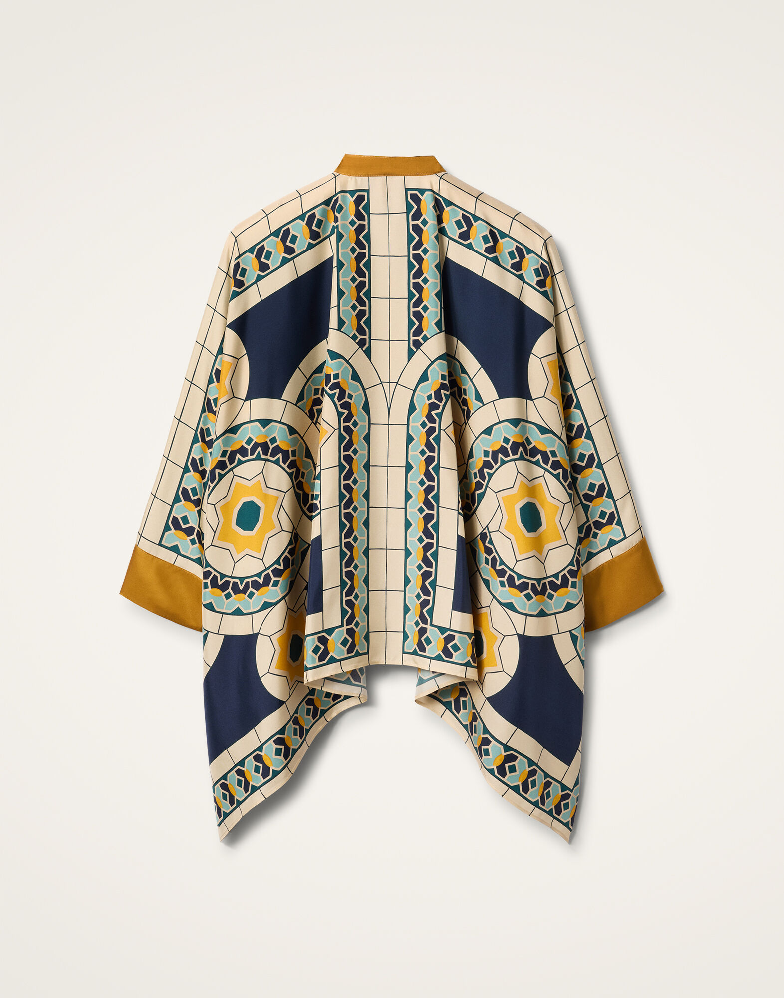 La DoubleJ Foulard Shirt Mudejar Plac&eacute;e Blue SHI0059SIL006MUD01BU03