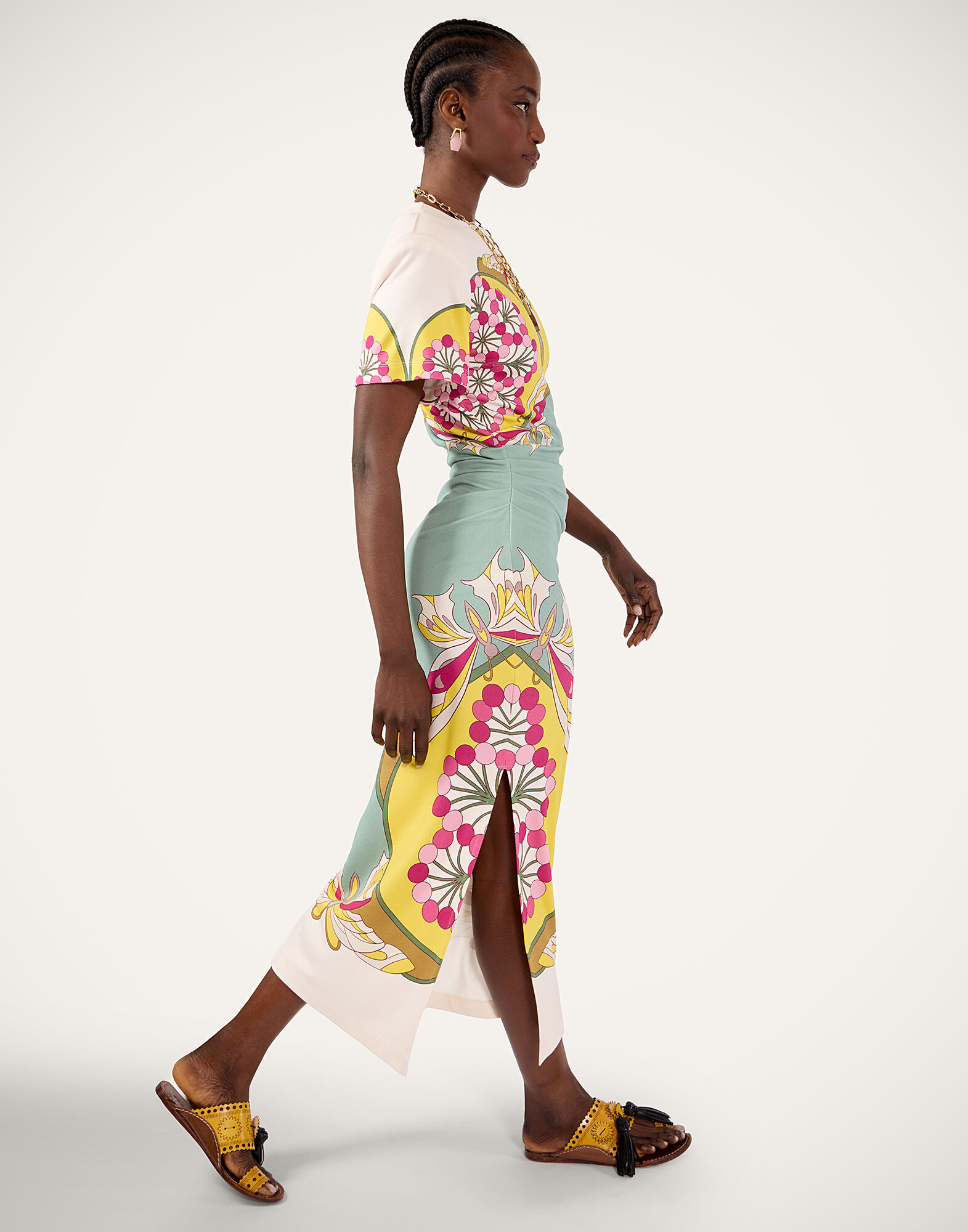 La DoubleJ Lela Dress Florette Plac&eacute;e Fuchsia DRE0922JER067FLO08PI03