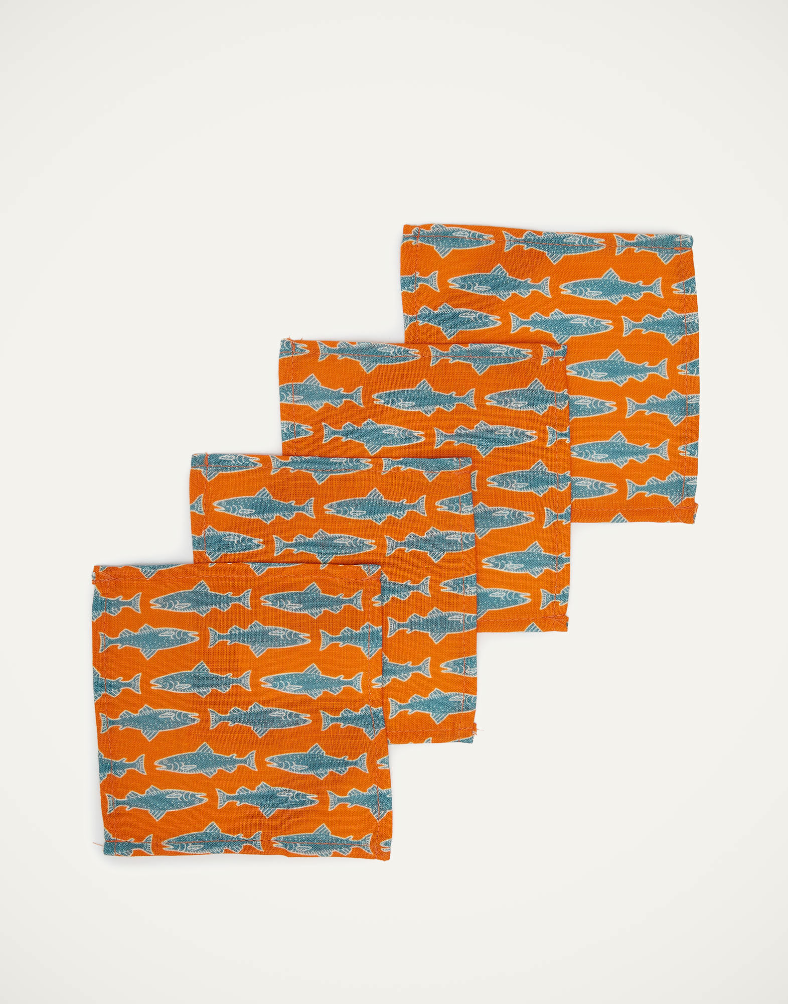 La DoubleJ Small Napkins Set Of 4 Como Fish Orange Small NAP0007LIN005CMF0009