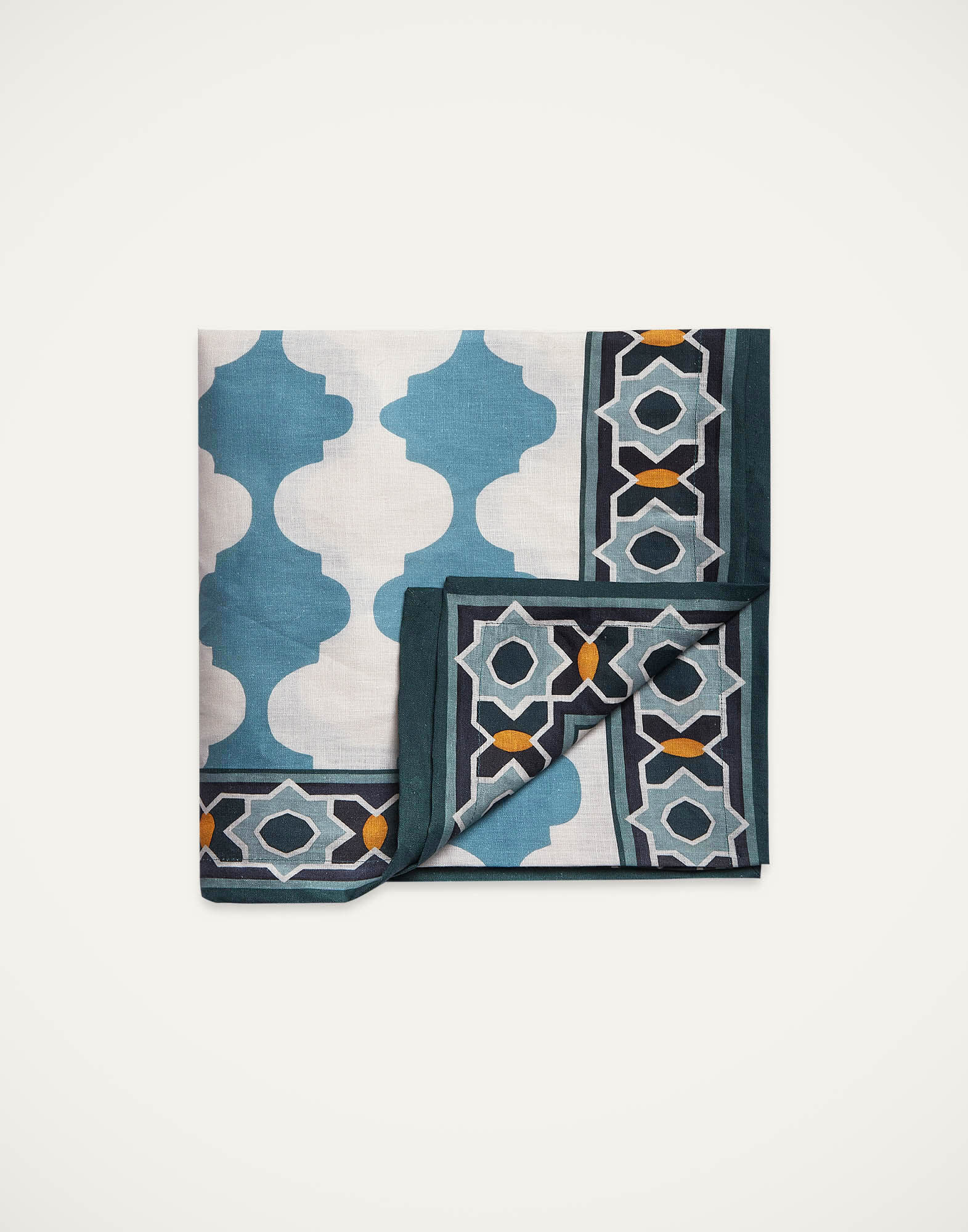 La DoubleJ Large Tablecloth Plaza Sky Blue TBC0003LIN001PLA06BU10