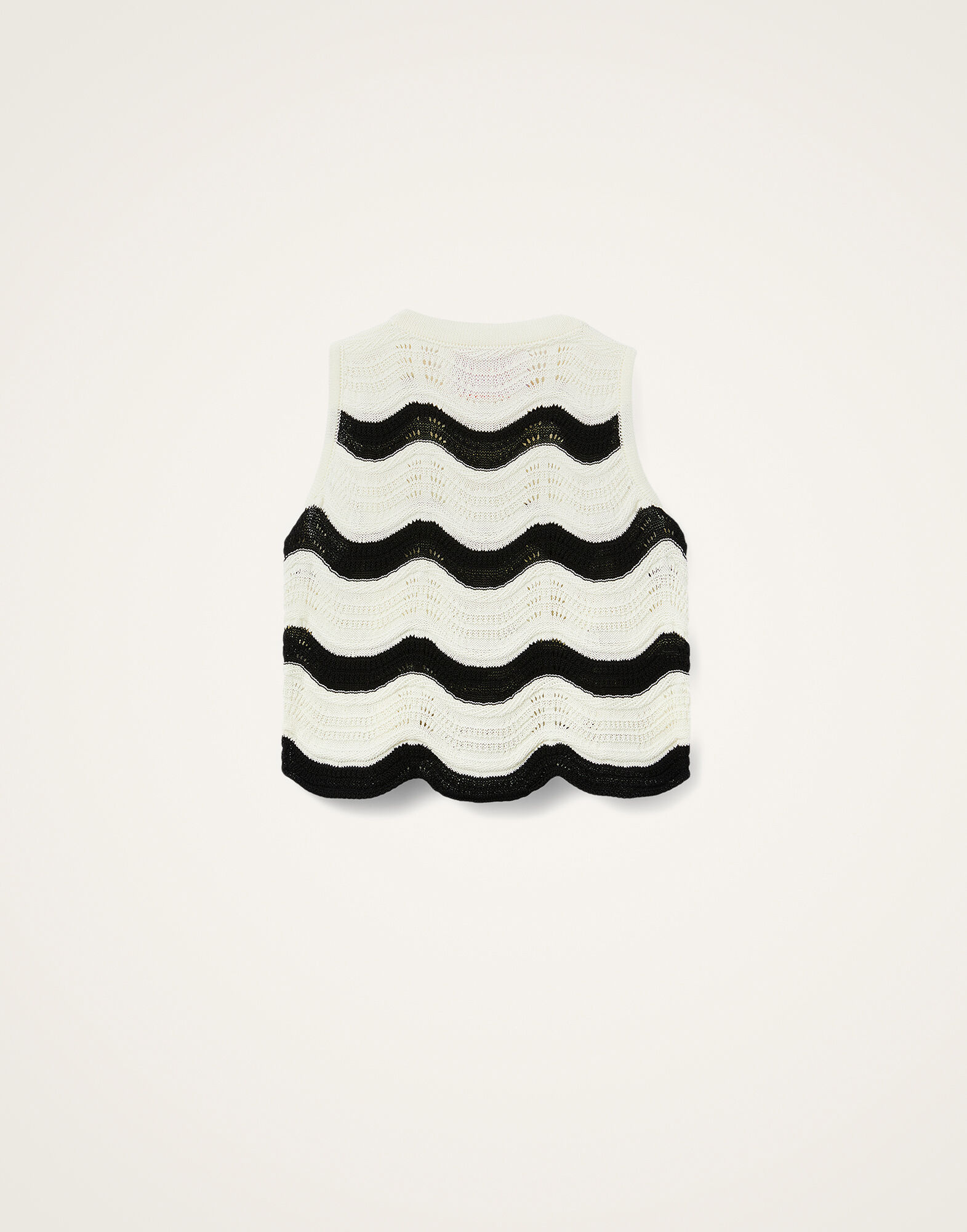 La DoubleJ Chevron Top Bicolor Black & Ivory PUL0266KNI158VA369BR05