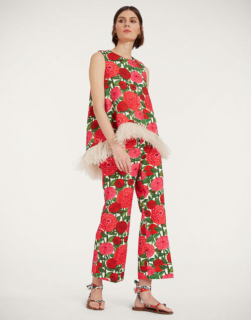 La DoubleJ Hendrix Pants Pink Dahlias TRO0014COT005DAH0001