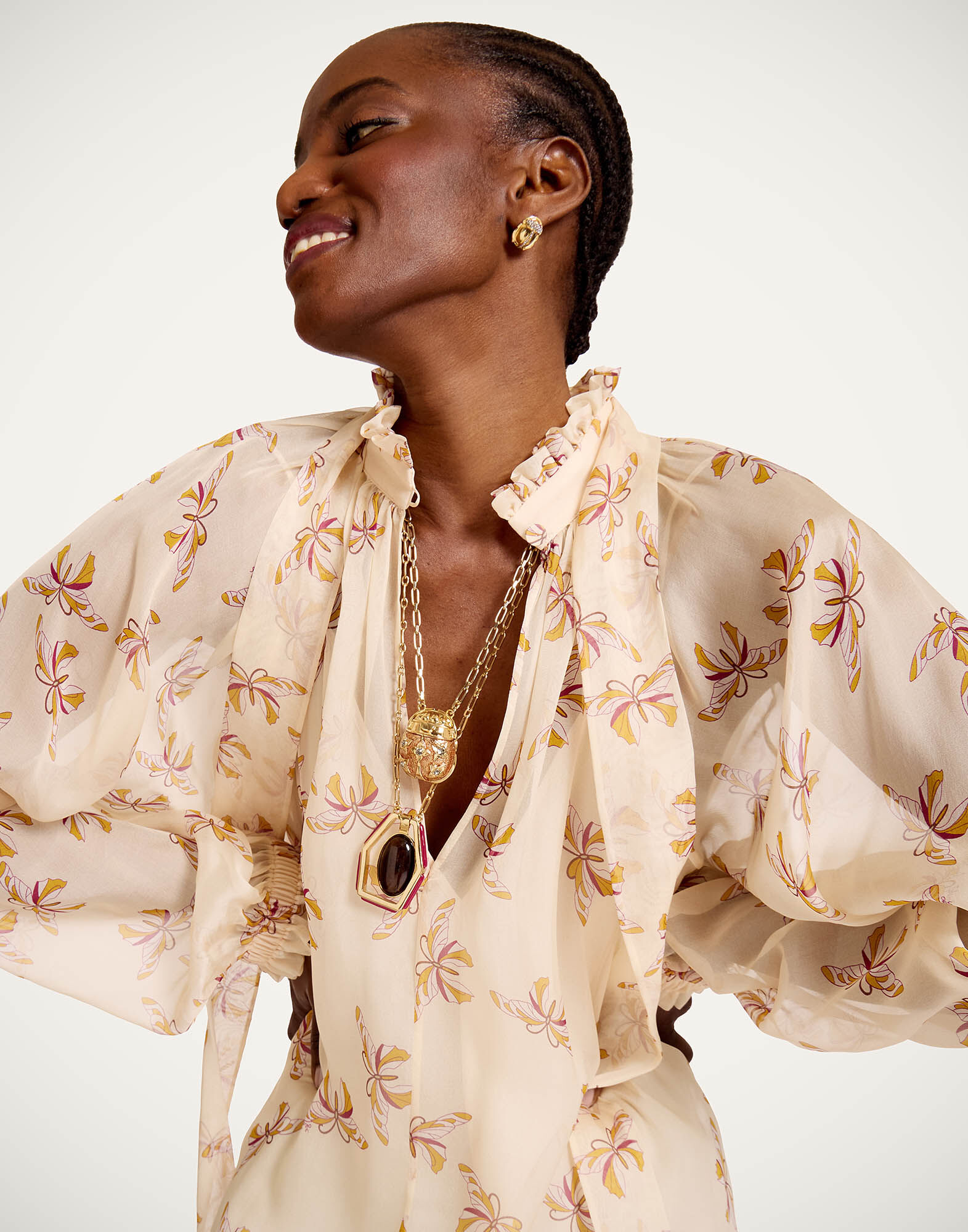 La DoubleJ Cerere Dress Farfalla Buttercream DRE1061SIL024FAR08WH09