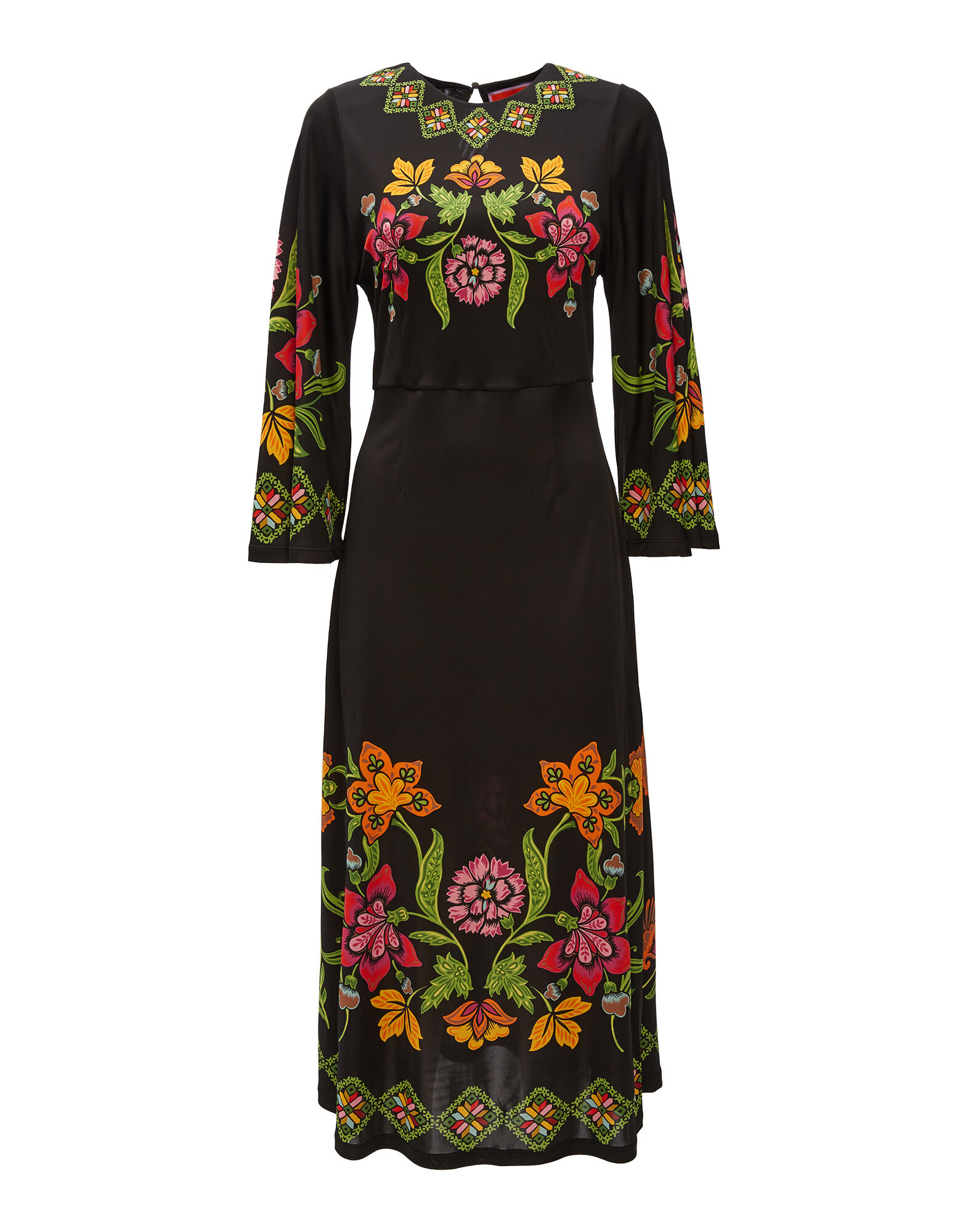 Sorella Dress in Folk Flowers Nero Placée for Women | La DoubleJ US