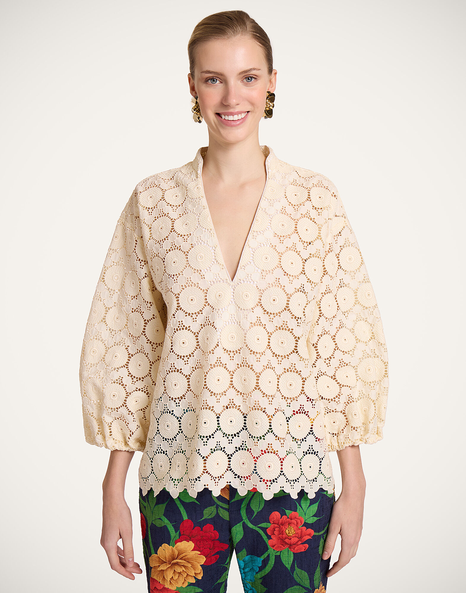 La DoubleJ Jackie Shirt Evil Eye Ivory SHI0093EMB032EVI01WH04