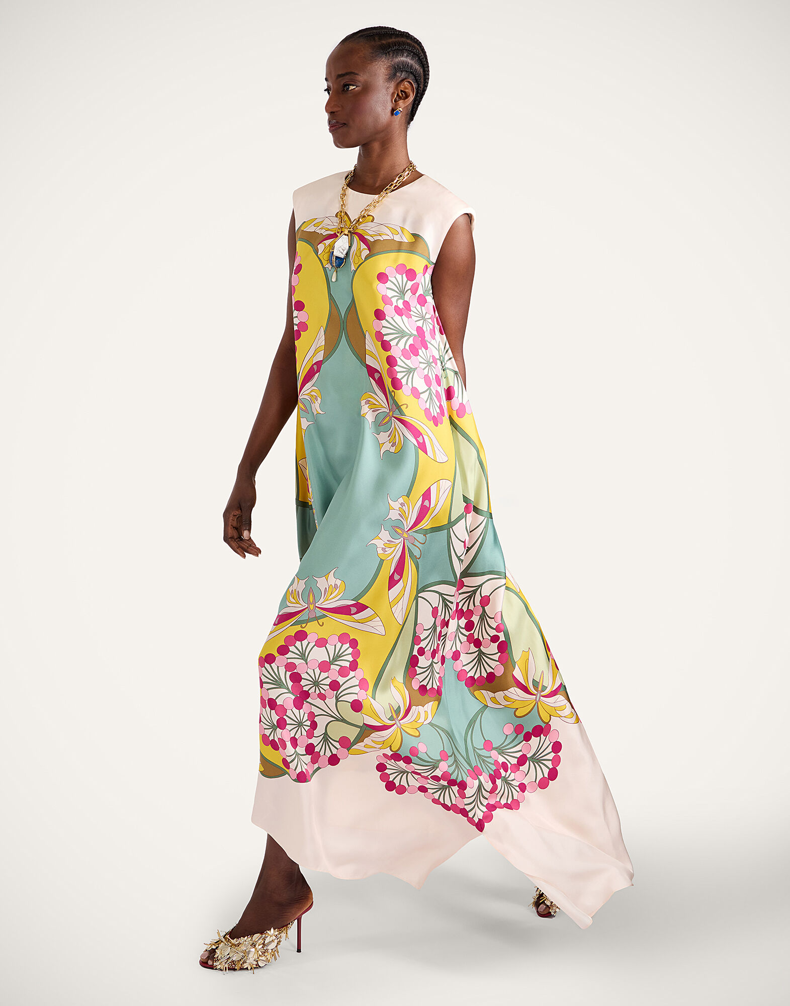 La DoubleJ San Carlo Dress Florette Plac&eacute;e Fuchsia DRE0495SIL006FLO08PI03