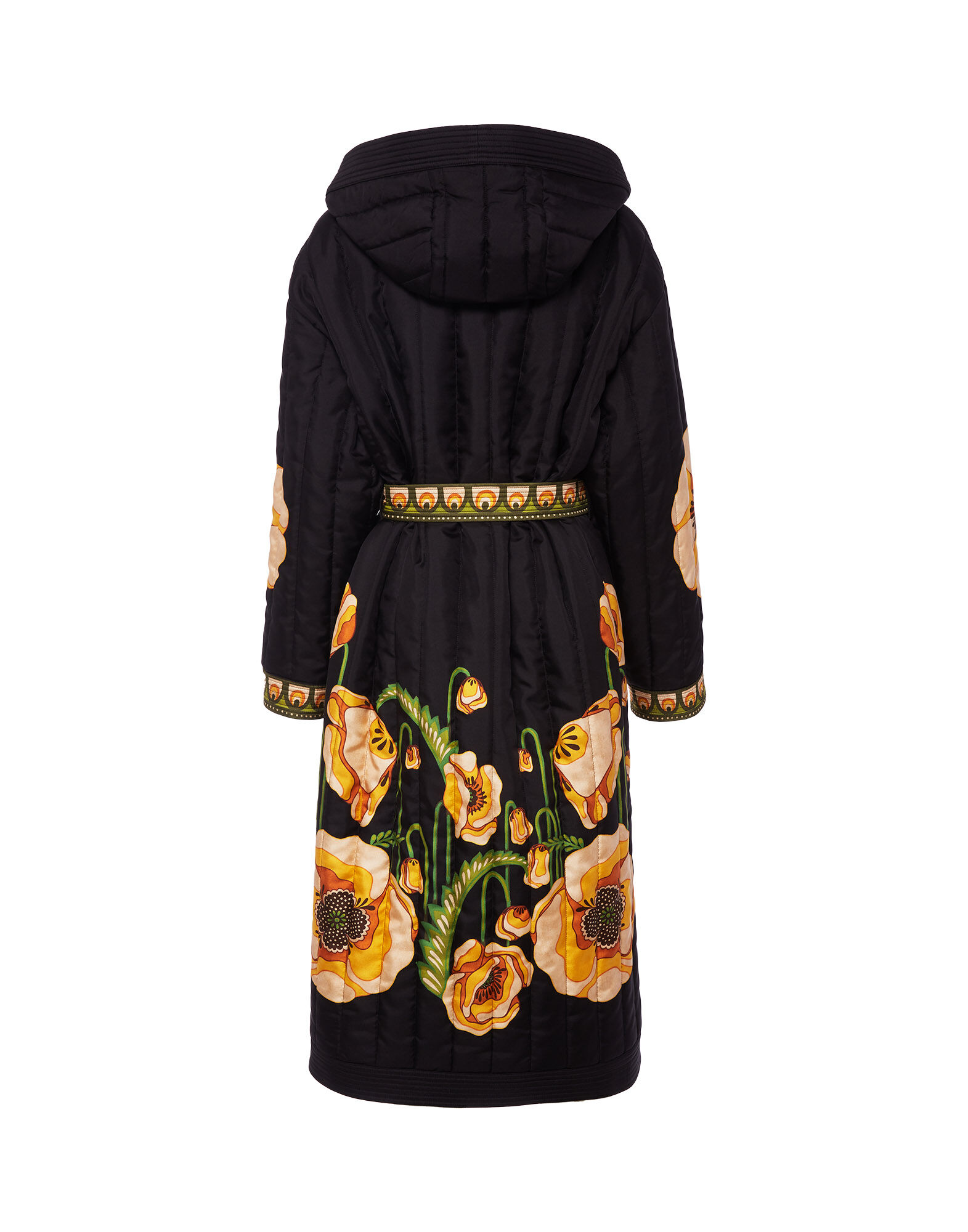 La DoubleJ Reversible Puffer Robe Poppies Black Plac&eacute;e JAC0052SIL006PPP0002