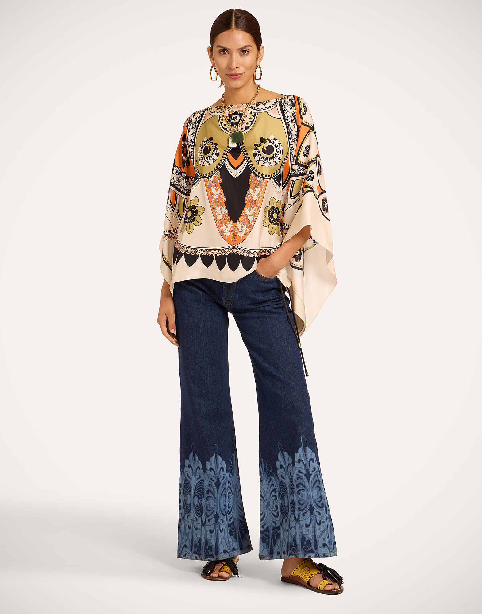 La DoubleJ The Cropped Flare Jean Cocoon Plac&eacute;e Indigo TRO0202DEN015COC02BU15