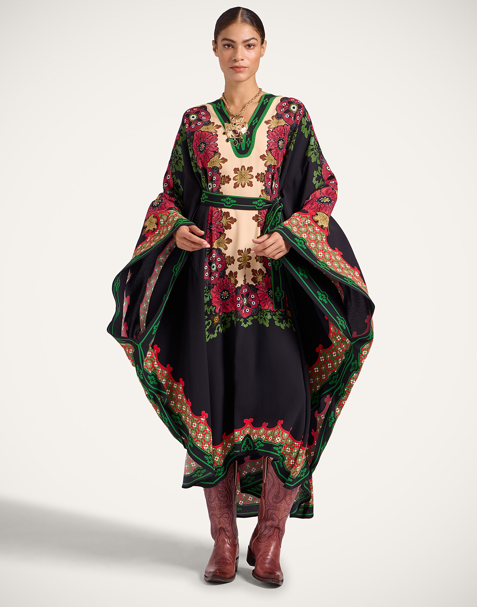 La DoubleJ Karis Kaftan Bounty Plac&eacute;e Red DRE0935VIS027BOU01RE01