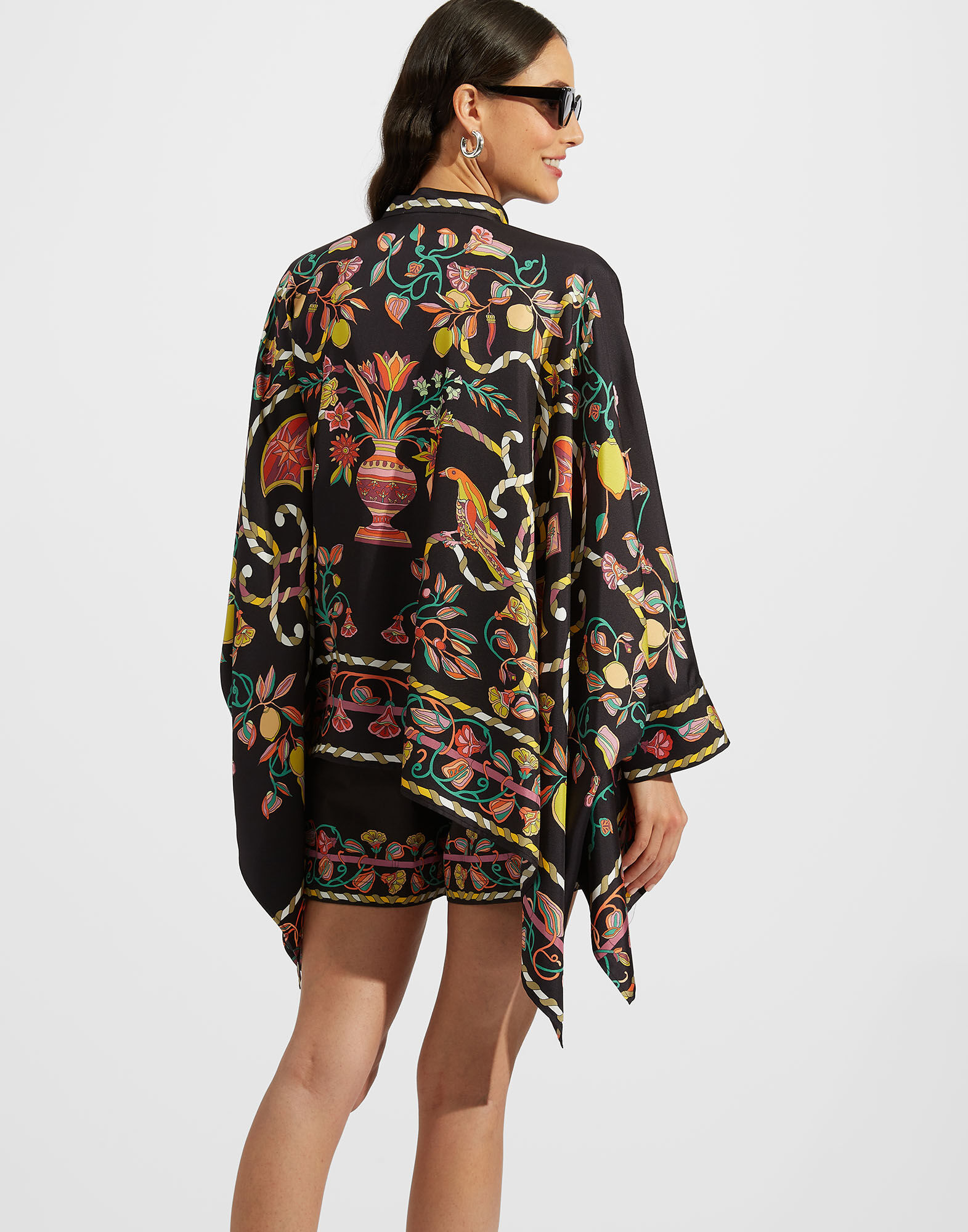 La DoubleJ Foulard Shirt Borboni Plac&eacute;e Nero SHI0059SIL006BRN02BL01