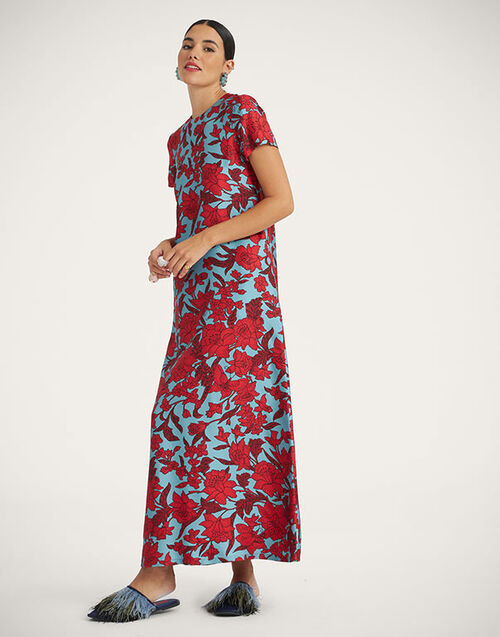 La DoubleJ Swing Dress Lilium Turchese DRE0001SIL001LIL0005