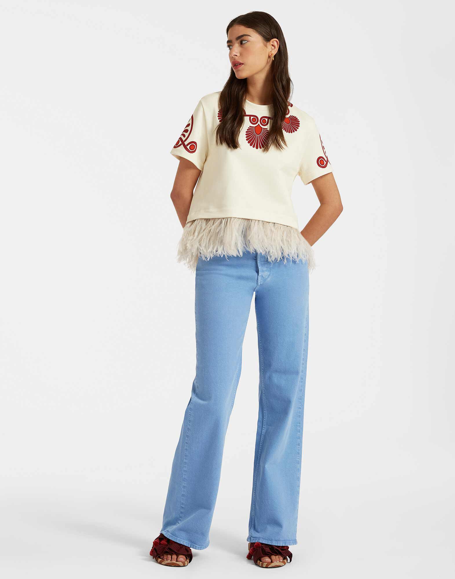 La DoubleJ La Scala Tee Medallion Plac&eacute;e Cream TSH0038JER040MED01WH03