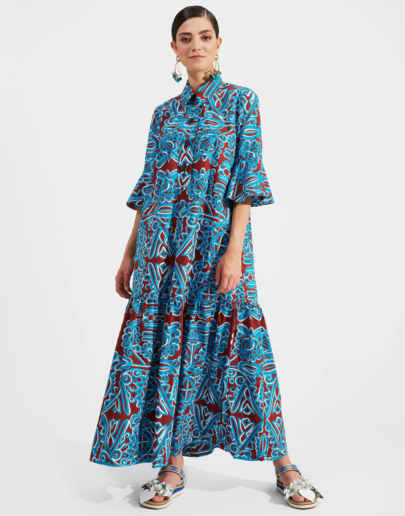 LaDoubleJ Artemis Dress Parnaveg Turchese DRE0176COT001PRN0003