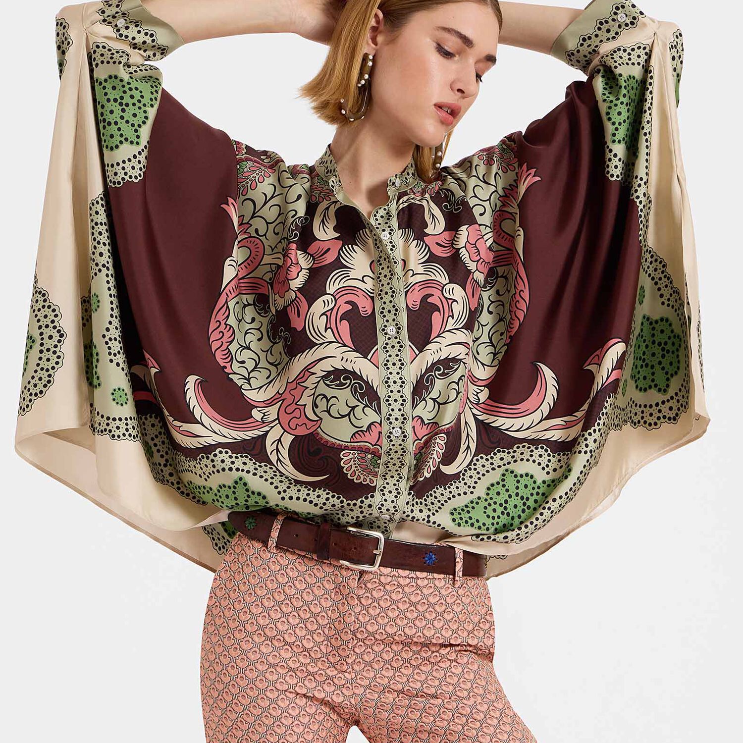 Shop La Doublej Foulard Shirt In Portal Placée Brown