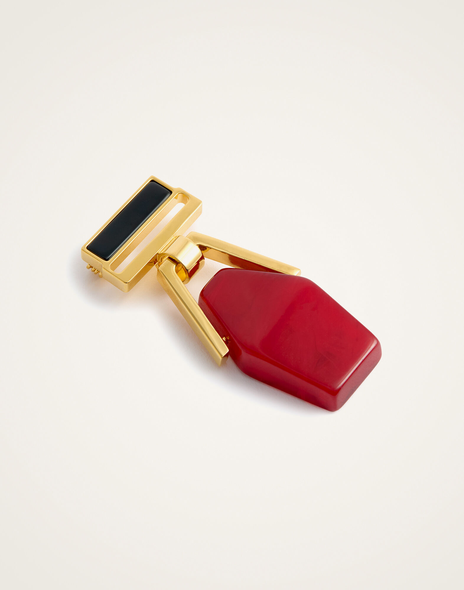 La DoubleJ Portal Brooch 24k Gold Plate & Red Resin BCH0002POL014SOLIDRE02