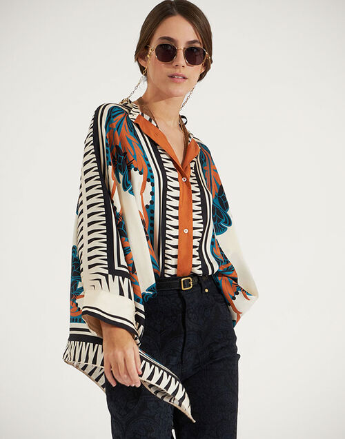 La DoubleJ Foulard Shirt Florence Placée SHI0059SIL006FLO0002