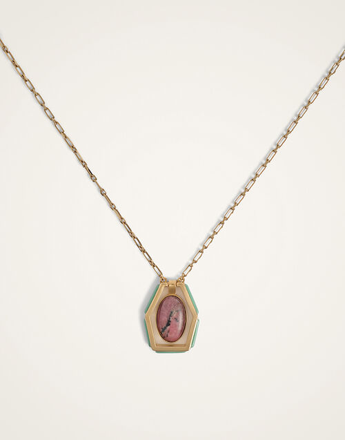 La DoubleJ Power Portal Necklace 24K Gold Plate & Rhodonite NEC0055MET001RHO01YE05