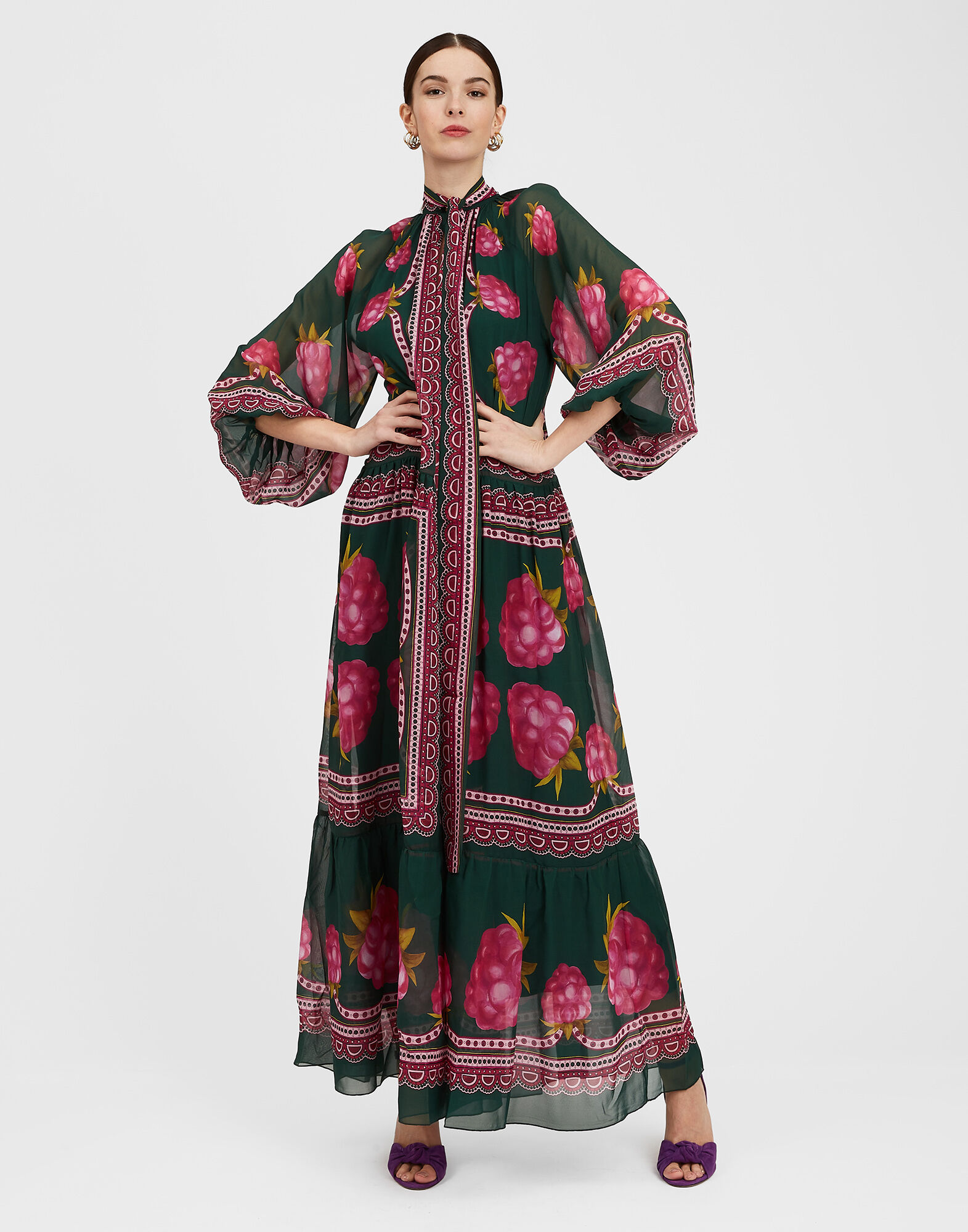 La DoubleJ Athena Dress Lampone Plac&eacute;e Emerald DRE0618SIL014FMB06GR04