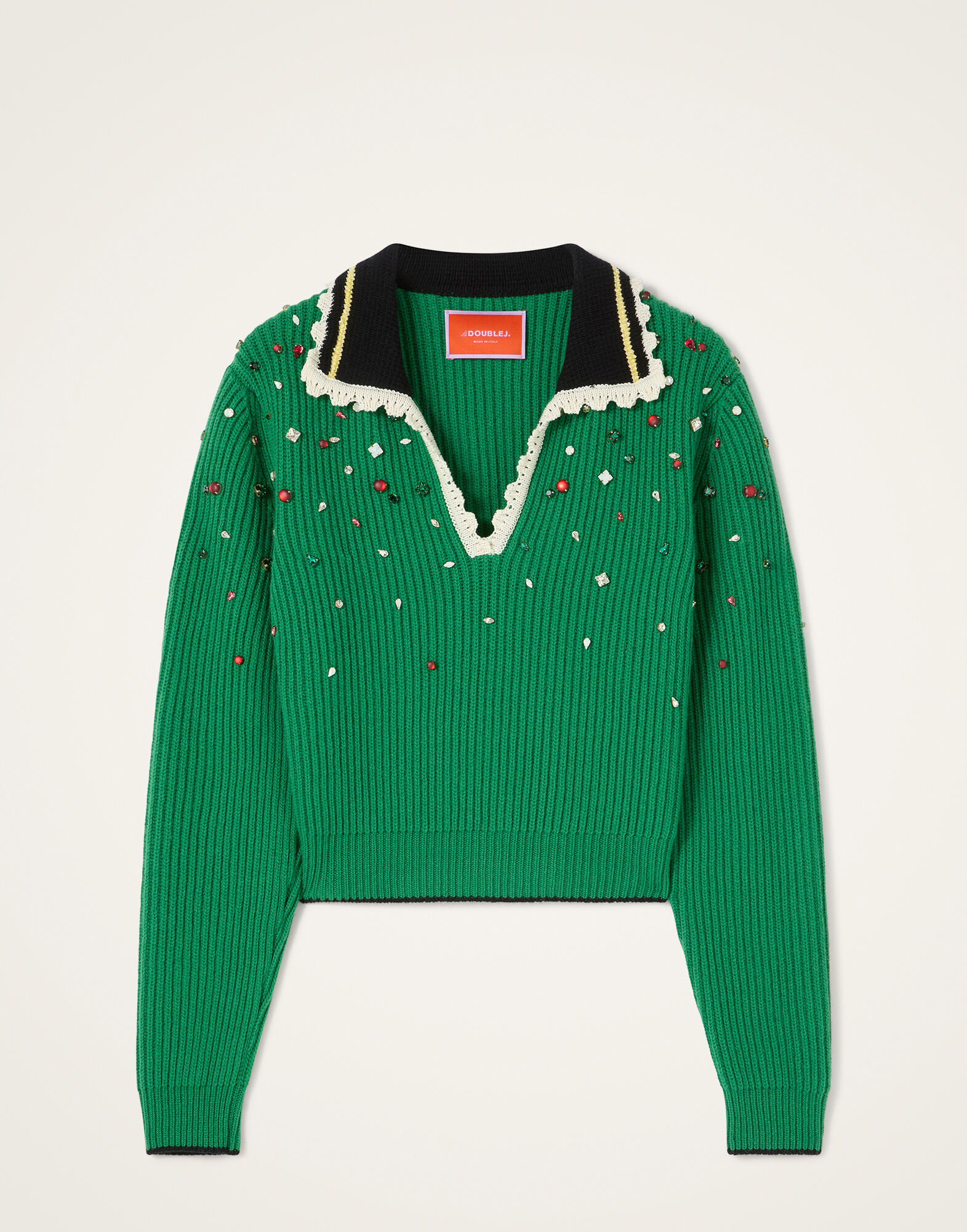 La DoubleJ Picket High Sweater Solid Green PUL0407KNI037SOLIDGR02